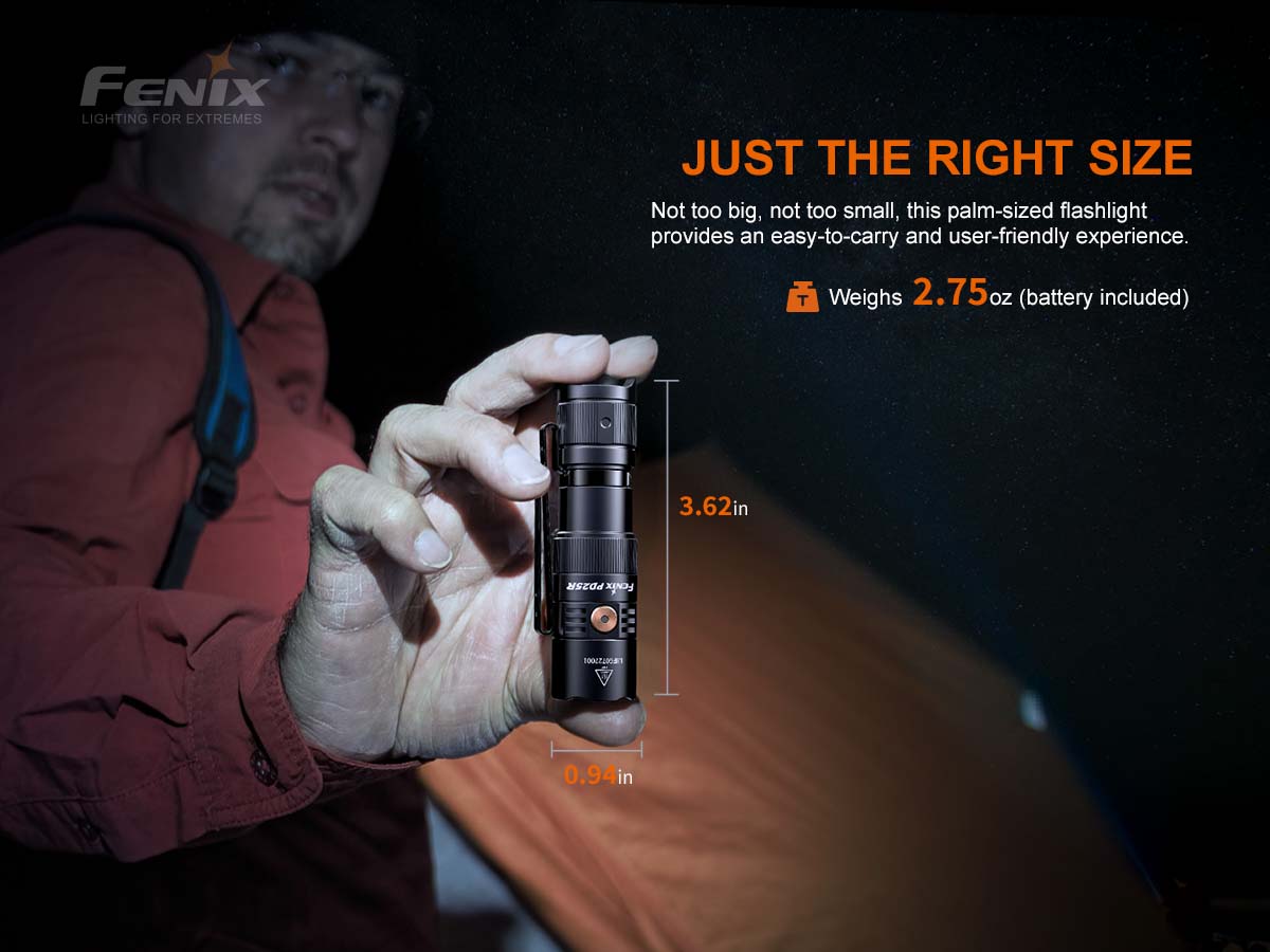 Fenix PD25R Rechargeable EDC Flashlight - 1200 Lumens, USB-C Charging, Compact Tactical Light for Camping, Hiking & Emergency Use