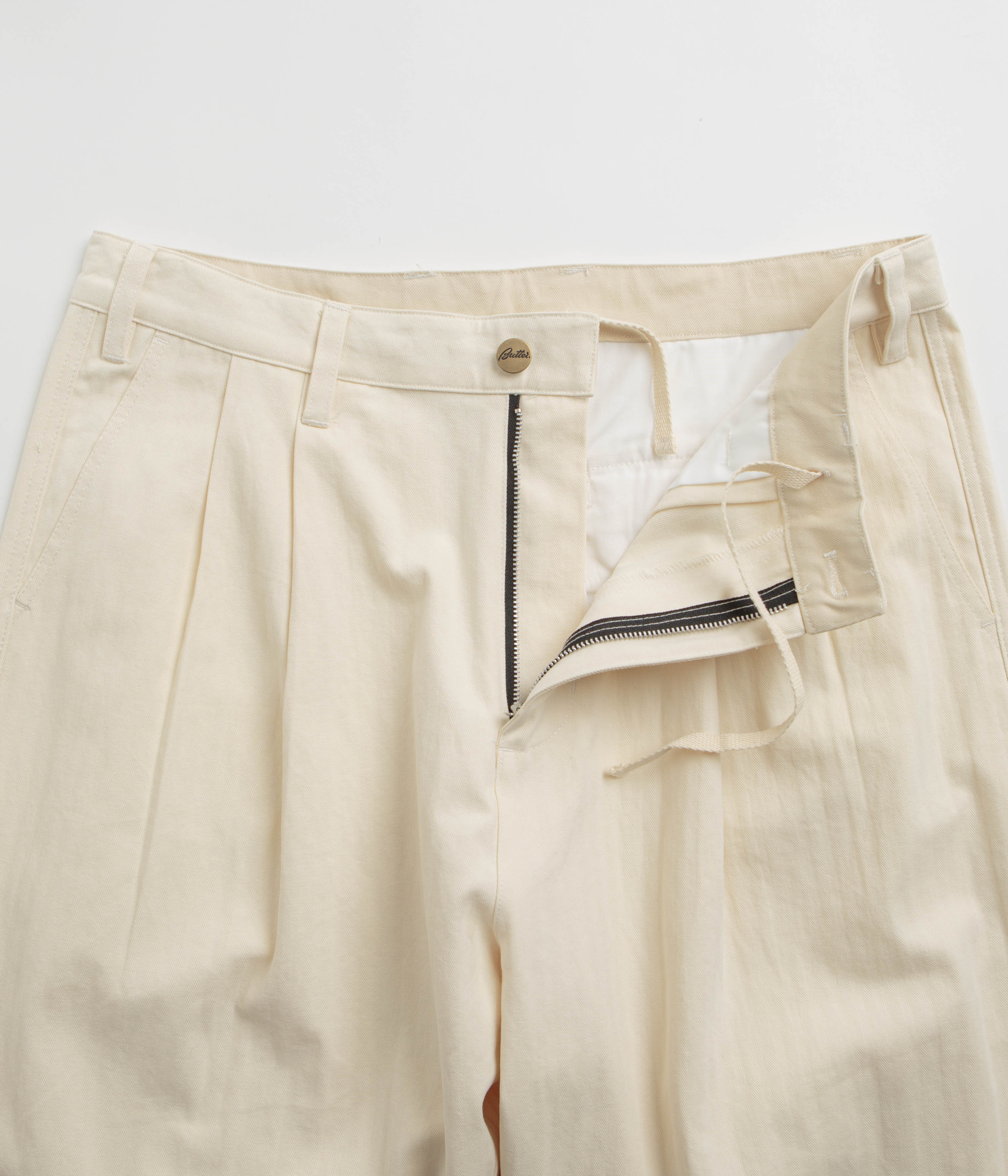 Butter Goods Pleated Trousers for Men - Classic Bone Color Casual Pants | Perfect for Office Wear, Business Casual & Smart Outfits