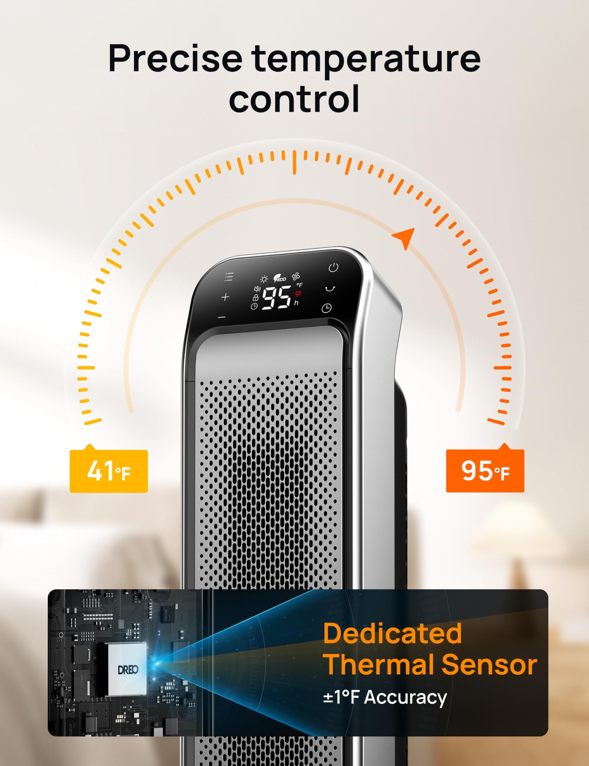 Dreo 1500W Fast Heating Portable Space Heater with Remote & Thermostat - 3 Modes, Overheat & Tip-Over Protection - Quiet Electric Heater for Large Rooms, Bedroom, Office - Perfect for Winter Home & Workspace Warmth