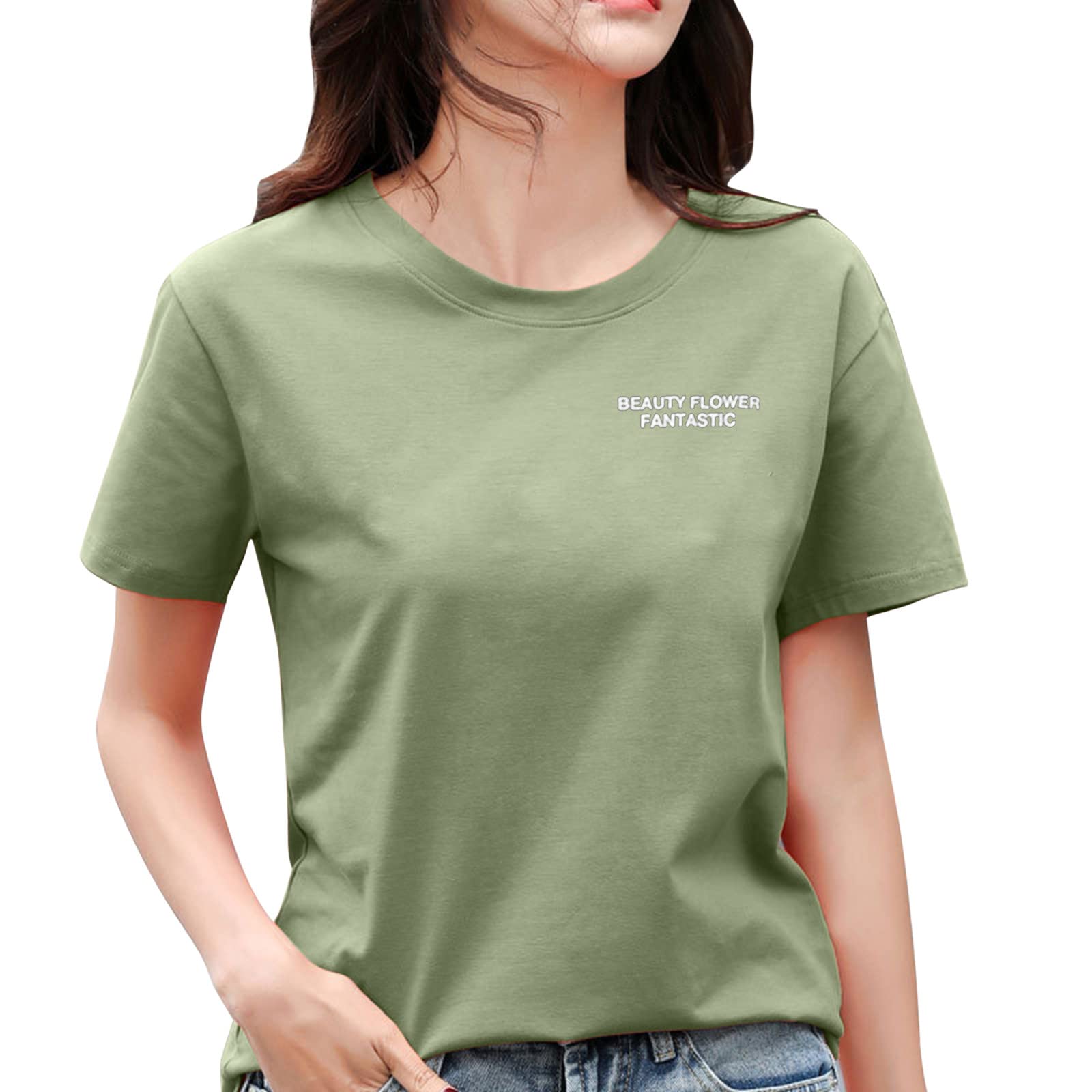 Women's Casual Letter Print Round Neck Short Sleeve T-Shirt - Loose Fit Cotton Tee for Everyday Wear, Street Style & Summer Outfits