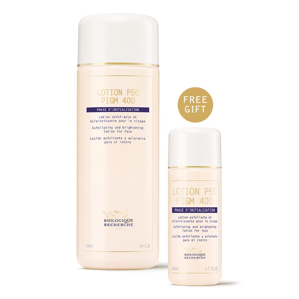 Biologique Recherche Lotion P50 8.4 oz - Exfoliating Facial Toner with Free 1.7 oz Travel Size | Gentle Exfoliation for Glowing Skin | Perfect for Daily Skincare Routine & Travel