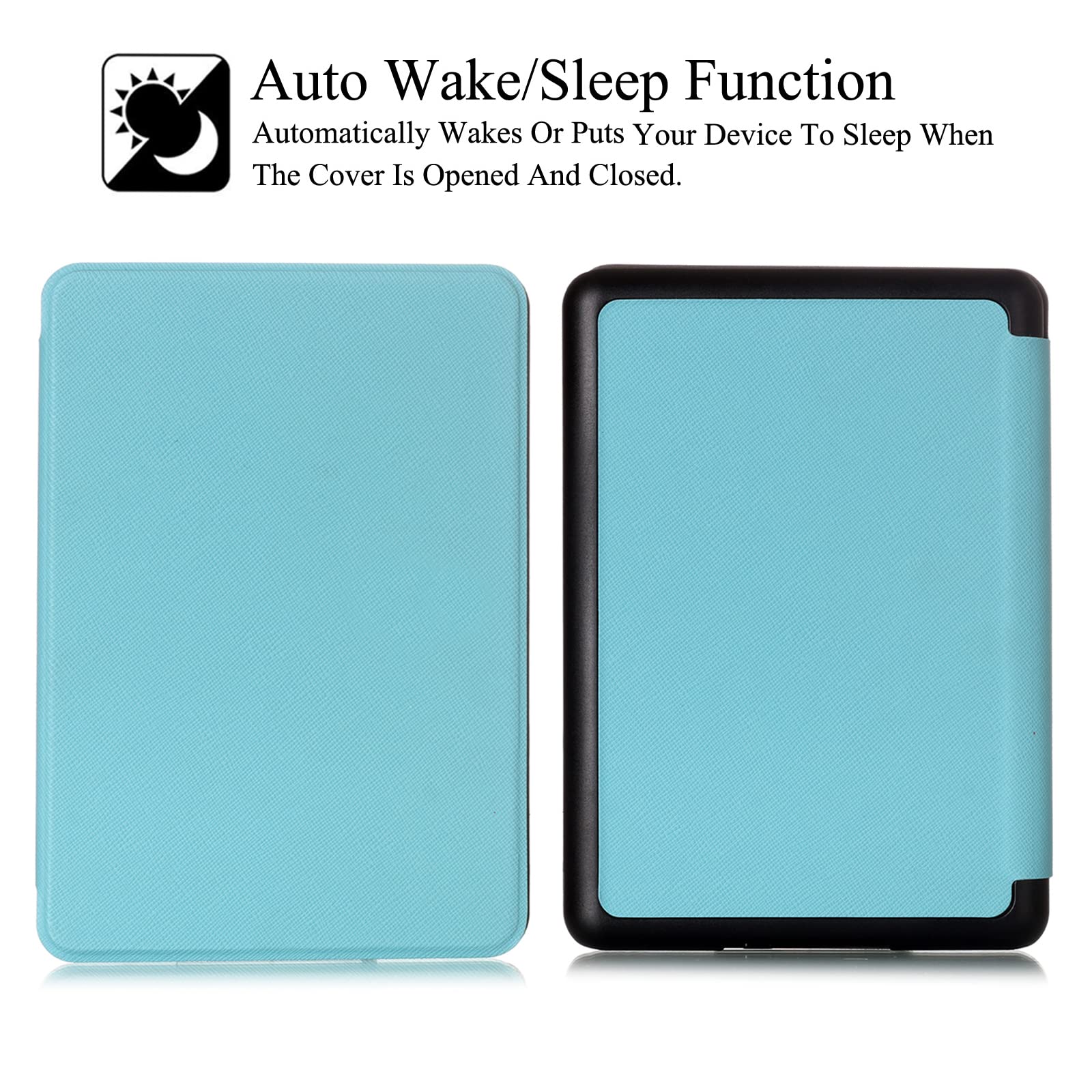 Premium PU Leather Case for Kindle 10th Generation (2019 Model J9G29R) - Auto Sleep/Wake Smart Cover with Card Slots | Light Blue Protective Folio | Perfect for Reading, Travel & Daily Commute