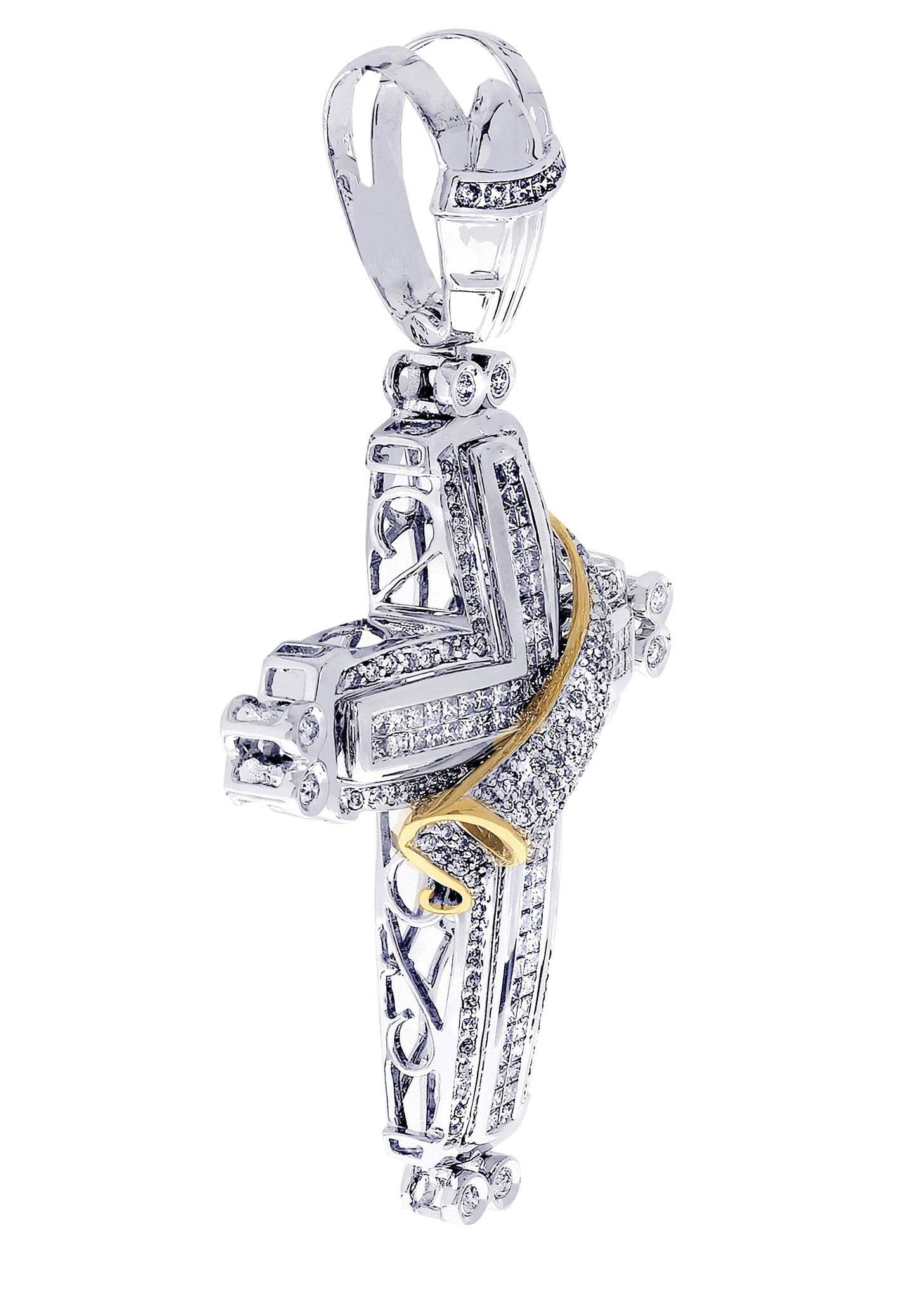 2.85 Carat Diamond Cross Pendant Necklace - 19.7 Grams Solid Gold Religious Jewelry for Women - Perfect for Baptism, Confirmation & Special Occasions