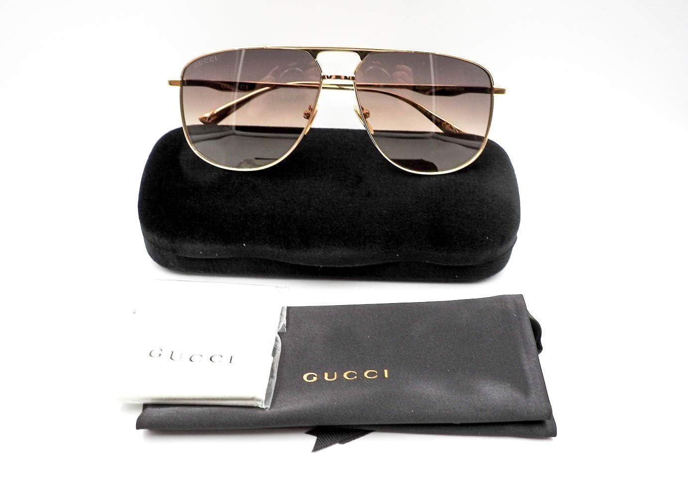 Gucci Round Sunglasses for Women & Men - Gold Frame UV Protection - Stylish Retro Sun Glasses for Beach, Driving & Outdoor Activities