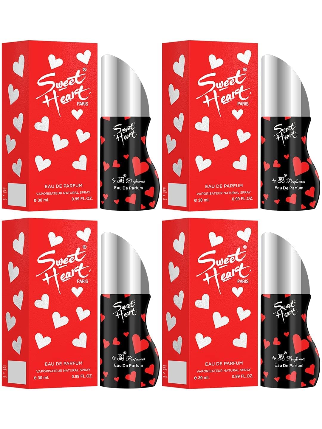 Sweetheart Long Lasting Floral Perfume for Women - Red Fragrance (30ml, Pack of 4) | Romantic Date Night, Wedding & Special Occasion Gift