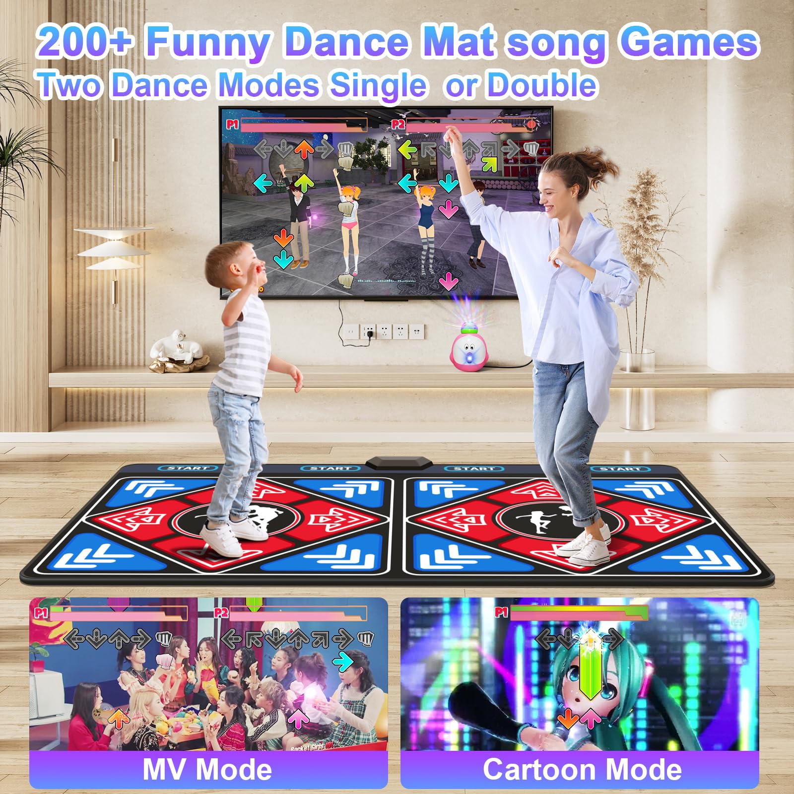 Non-Slip Flannel Dance Mat for Kids & Adults - Interactive Electronic Dance Pad with TV & Camera Mode - Fun Exercise & Gaming Mat for All Ages - Plug & Play USB Dance Game - Perfect Gift for Boys & Girls 3+ (Ideal for Birthday Parties, Family Game Nights & Indoor Fitness Activities)
