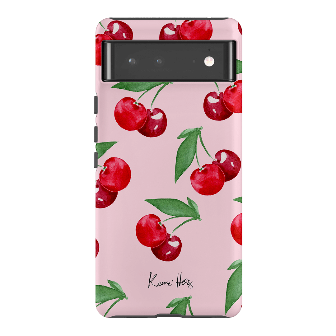 Cherry Rose Floral Pattern Phone Case for iPhone 15 Pro Max - Slim Protective Shockproof Cover with Non-Slip Grip (Pink Blossom Design) | Perfect for Daily Use, Travel & Gift Giving