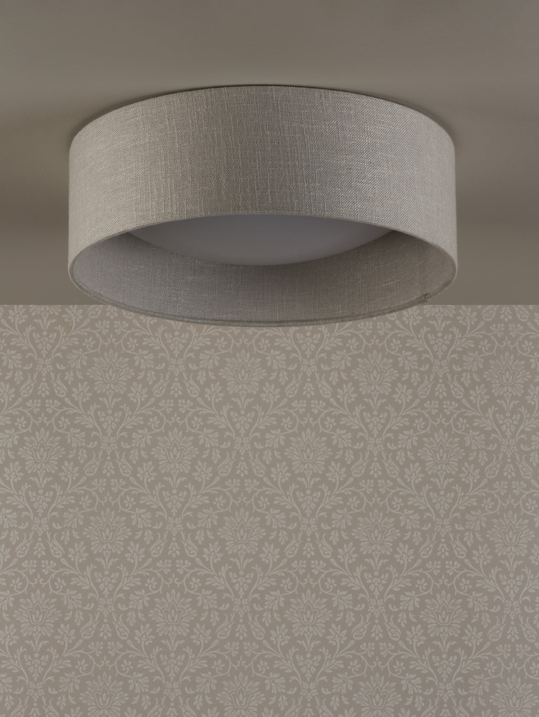 Bacall 2-Light Flush Mount Ceiling Light Fixture with Natural/Silver Shade, E27 Socket - Perfect for Bedroom, Living Room, and Hallway Lighting