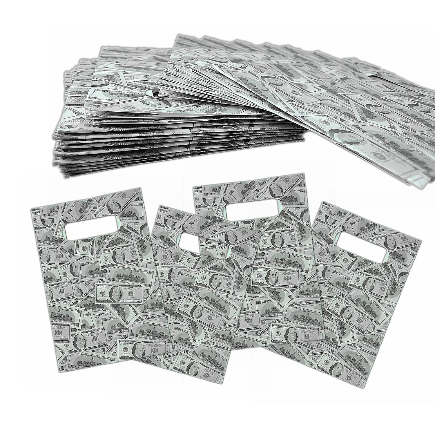 20pcs Money Themed Party Favor Bags - $100 Dollar Bill Design Goodie Bags for Birthday, Wedding, Anniversary, Casino, Bachelorette & Retirement Parties - Perfect for Cash Gifts, Treats & Party Favors