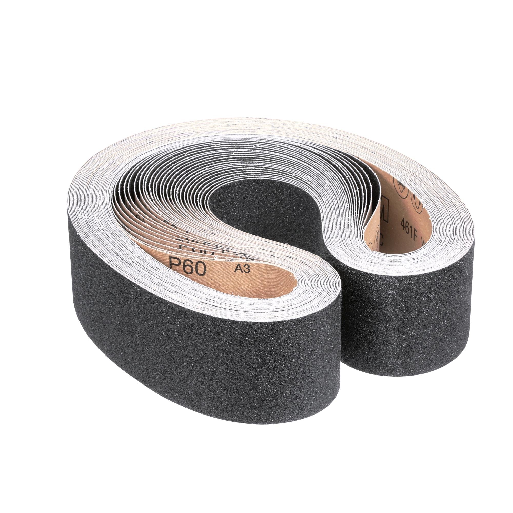 3M 461F Cloth Belt - 4 in x 64 in, P60 YF Weight, Film Lok, Single Flex - Ideal for Woodworking, Metal Polishing & DIY Projects