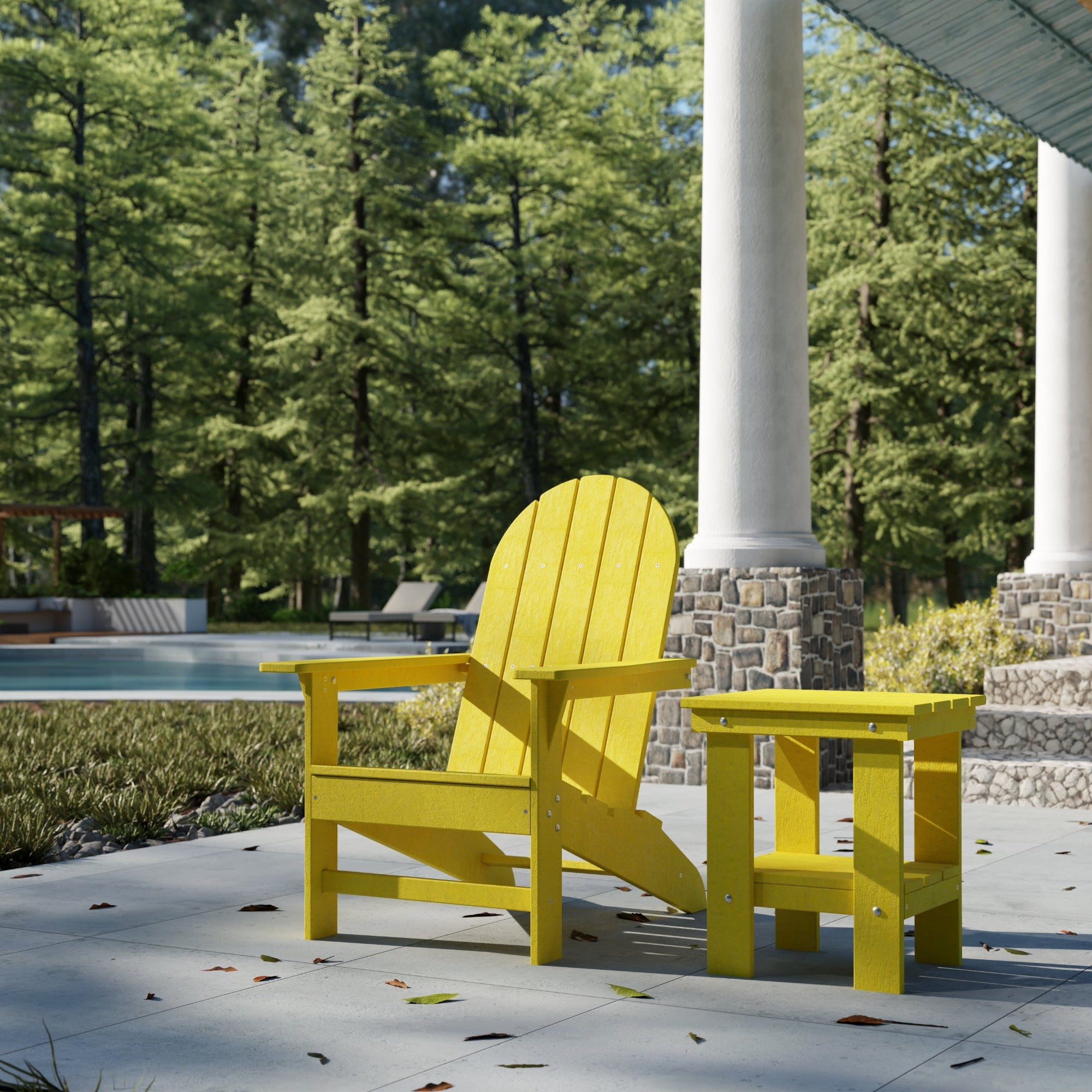 Freedom Modern Adirondack Chair & Side Table Set - Durable Outdoor Patio Furniture for Garden, Poolside, Deck, and Backyard Relaxation