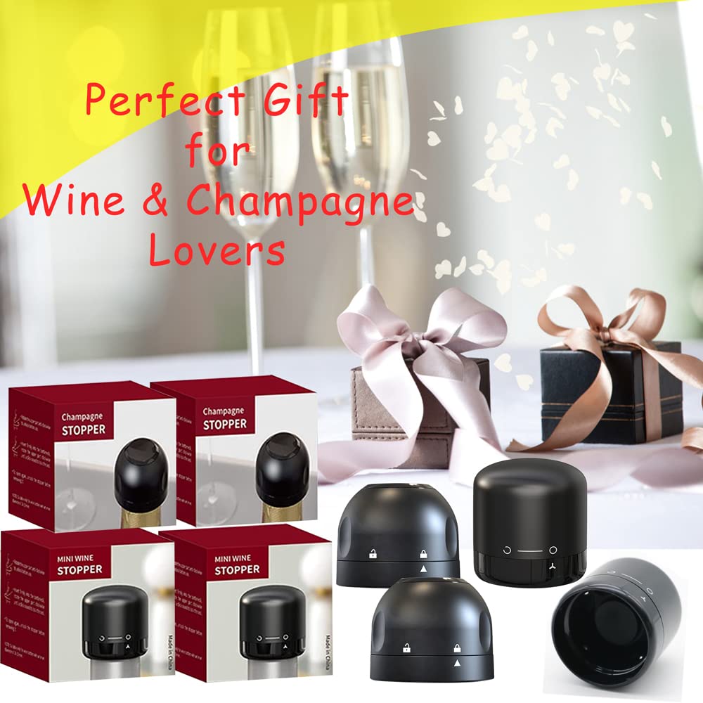 Premium Champagne & Wine Stoppers (4-Pack) - Reusable Silicone Leakproof Sealers for Preserving Freshness - Perfect for Parties, Weddings & Home Bars
