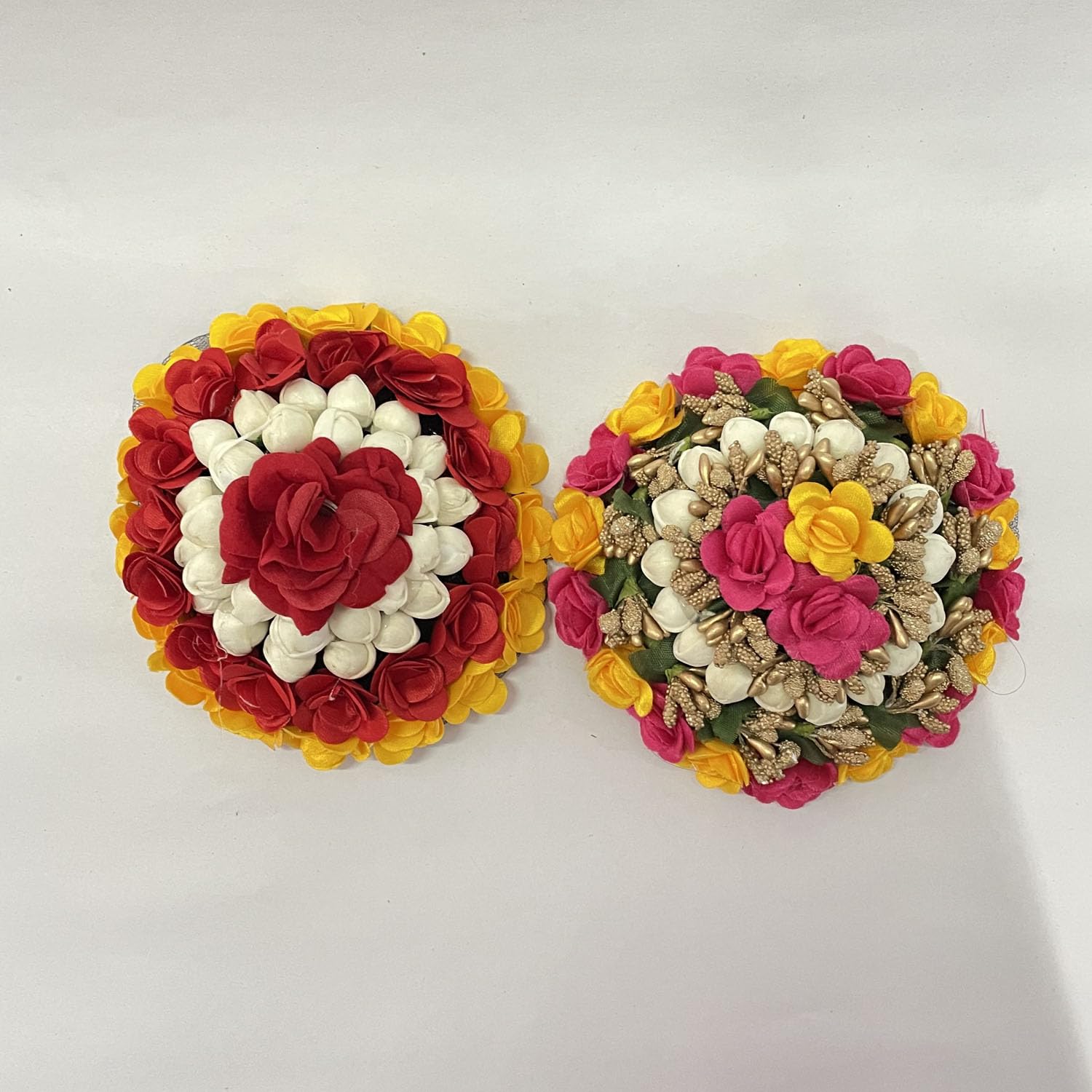 GuruEmbelish 2-Piece Artificial Hair Bun Gajra Flower Bridal Accessories for Women – Perfect for Weddings, Parties & Special Occasions