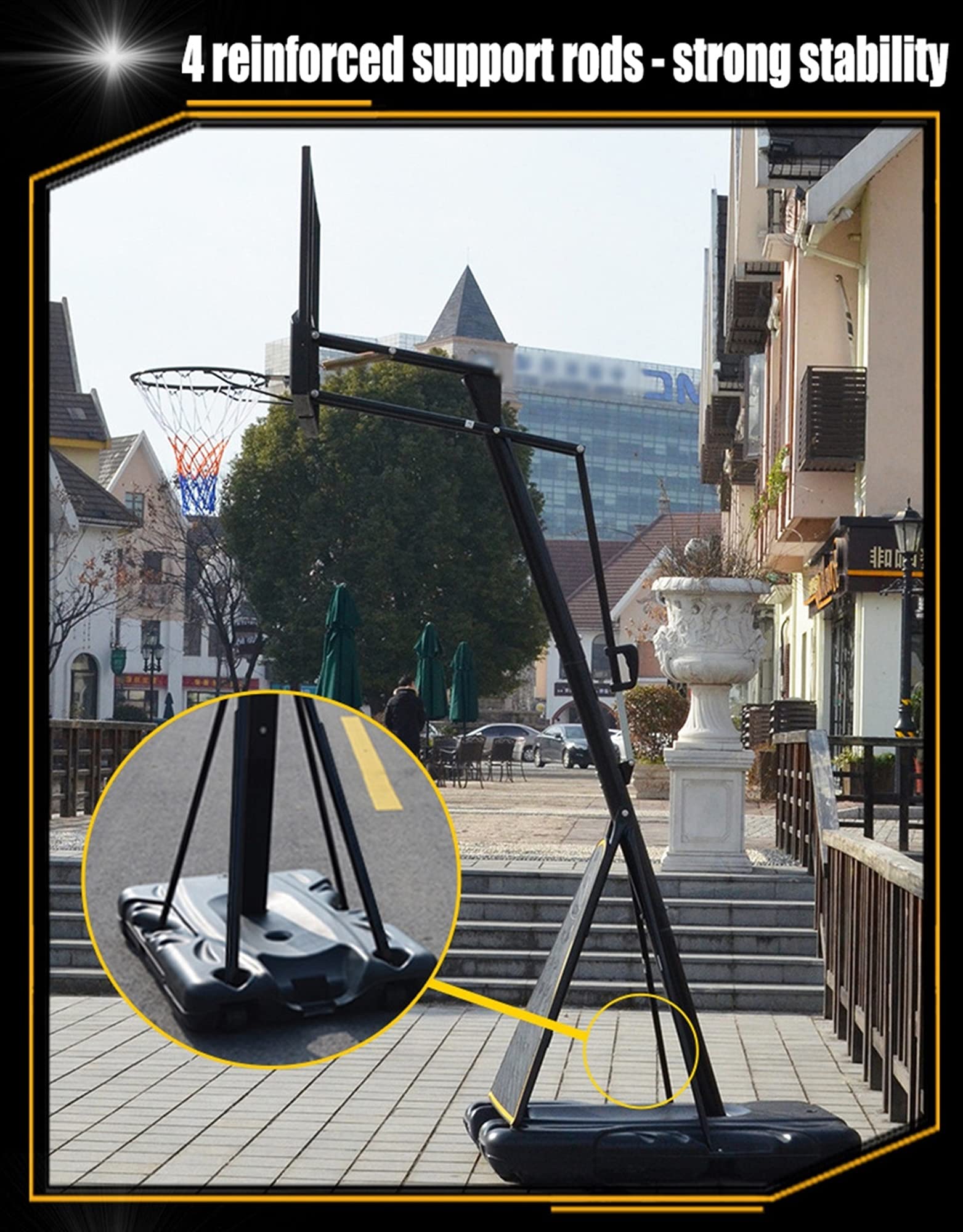 Portable Basketball Hoop Stand - Adjustable Height for Kids & Adults - 51
