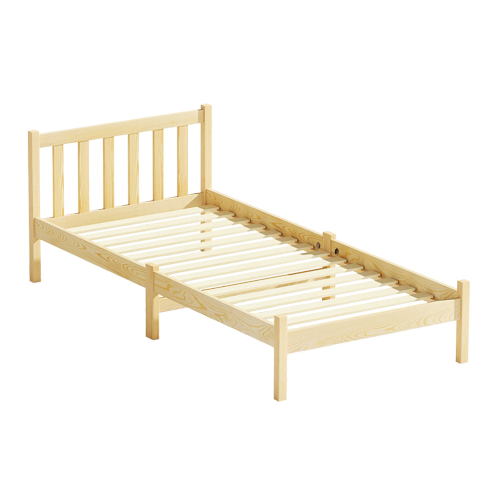 Bribie Solid Wood Single Bed Frame - Sturdy & Elegant Design for Kids, Teens & Guest Rooms | Perfect for Small Spaces & Cozy Bedrooms