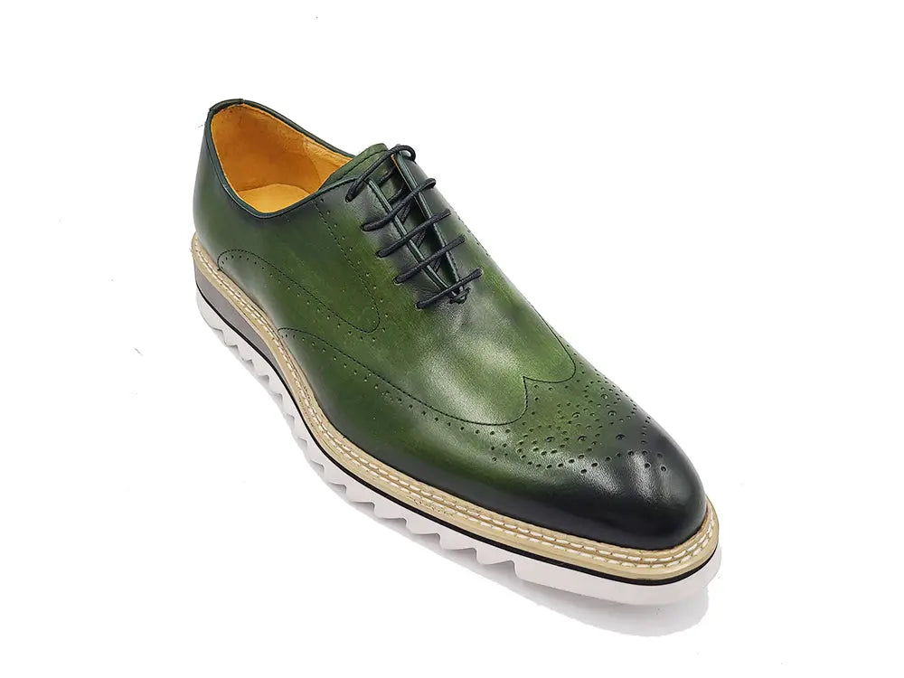 Premium Patina Wingtip Oxford Dress Shoes for Men - Classic Medallion Toe Design - Perfect for Business, Weddings & Formal Occasions
