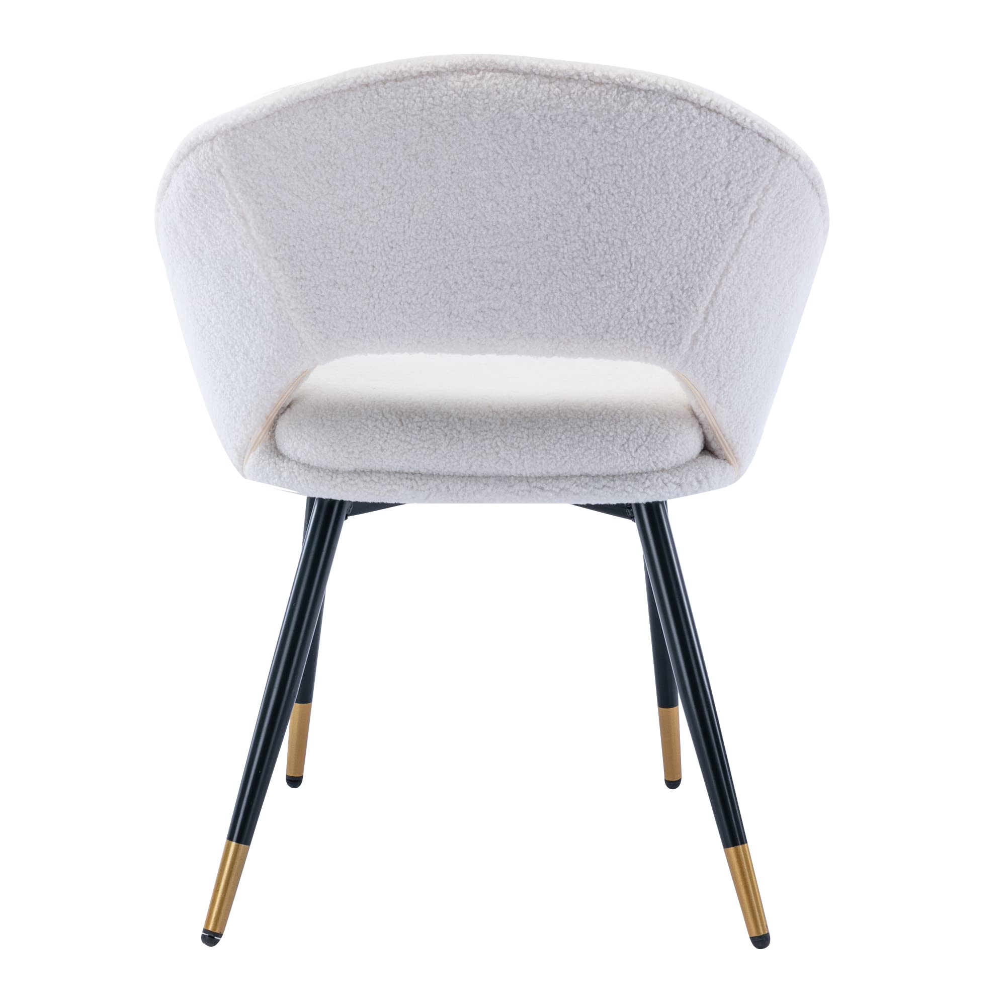 HomVent Faux Fur Makeup Vanity Chair - Modern Home Office & Dining Chair with Sturdy Metal Legs, White (Set of 2) - Perfect for Bedroom, Living Room & Beauty Station
