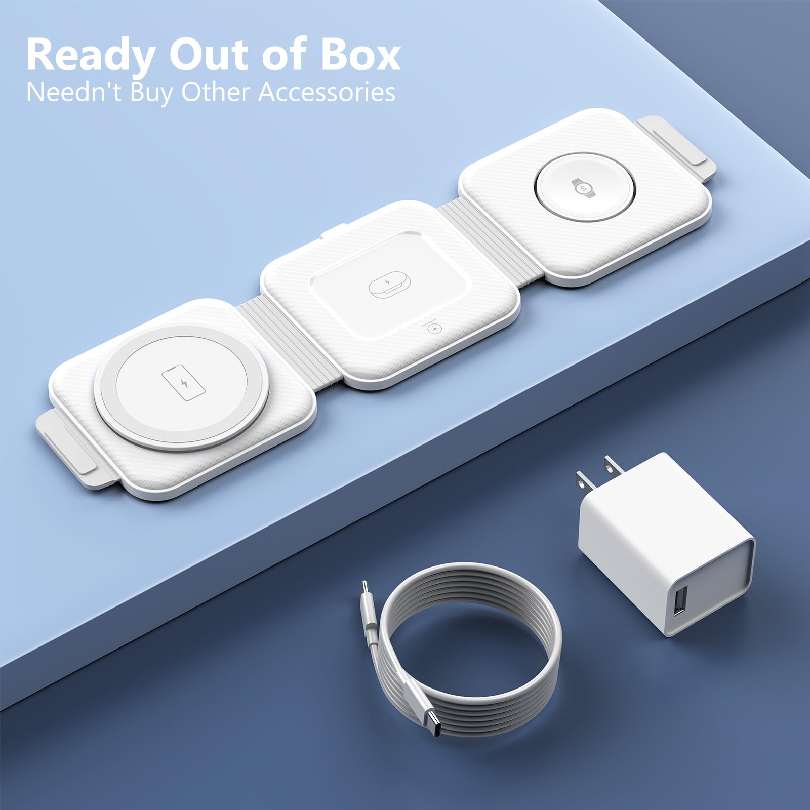 3-in-1 Foldable Fast Wireless Charging Station for Samsung Galaxy S25/S24/S23/S22/S21/Note20 | Compatible with Galaxy Watch 7/6/5/4/3 & Buds 3 | Multi-Device Travel Charger | Perfect for Home, Office & Travel Use