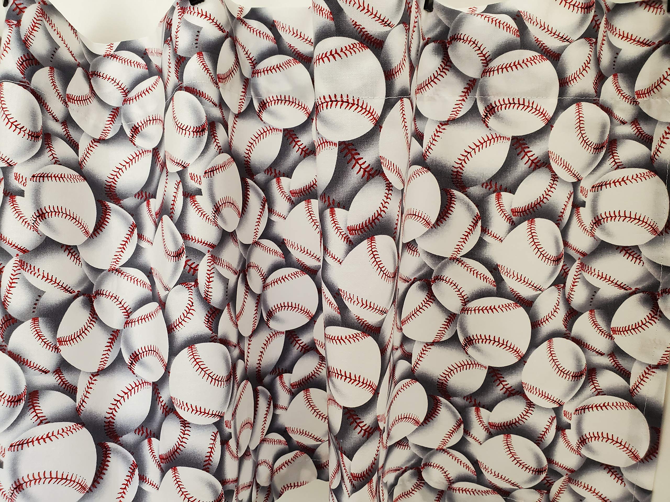 Baseball Themed Valance Curtains for Windows - Gray Background Sports Decor for Kids Bedroom & Game Room