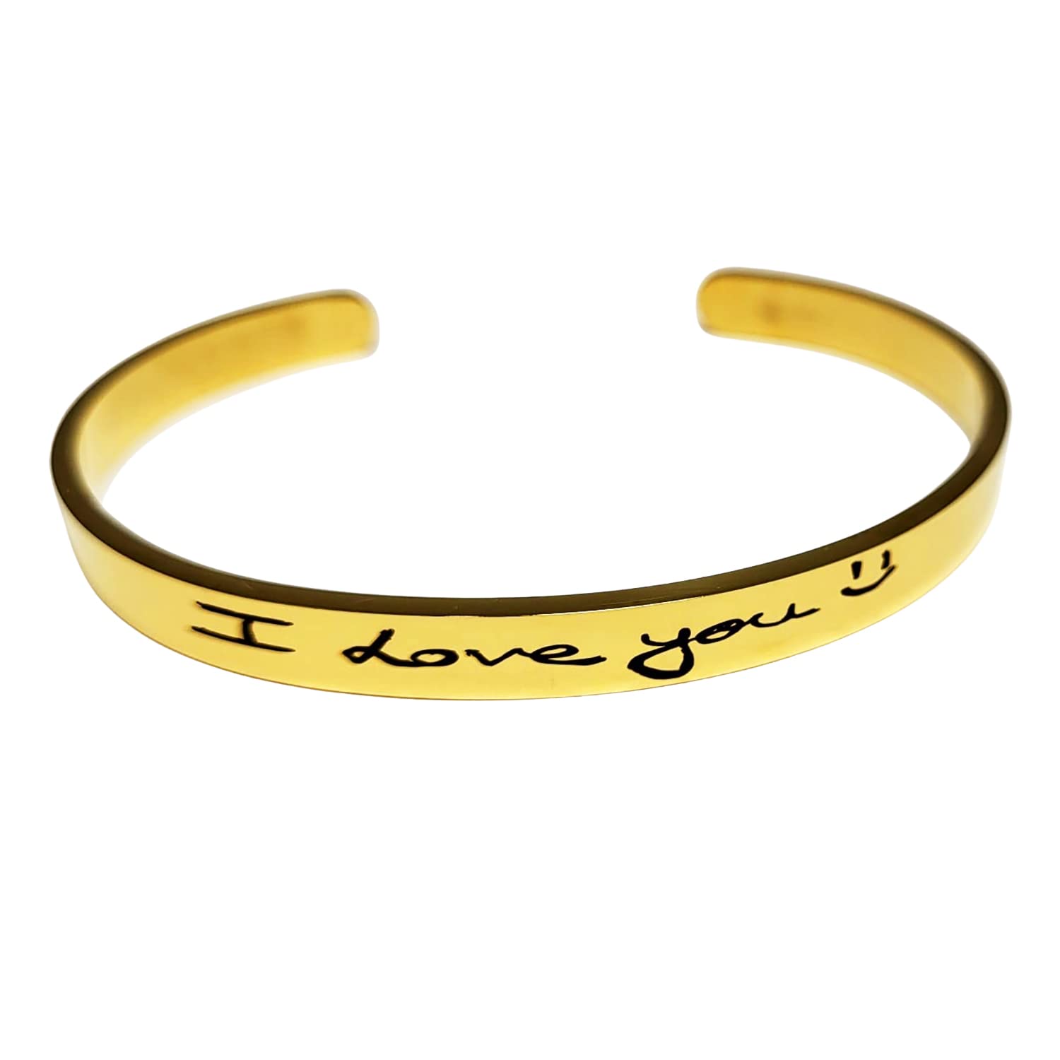 Custom Handwritten Signature Bracelet - Personalized Engraved Name Cuff Bangle - Memorial Keepsake Gift for Women & Men (Gold) - Perfect for Anniversaries, Weddings & Special Occasions