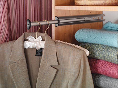 Synergy Elite 14.13 Inch Closet Valet Rod in Matte Nickel - Space Saving Closet Organizer for Hanging Clothes, Scarves & Accessories - Perfect for Bedroom, Walk-in Closet & Apartment Storage