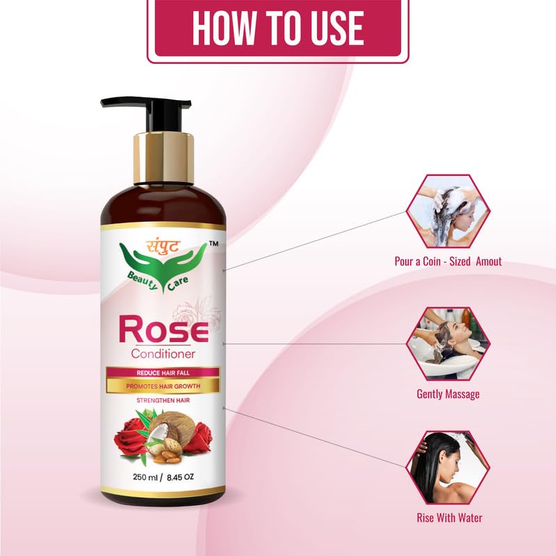 Organic Rose Hair Conditioner for Oily Scalp - Promotes Hair Growth & Strengthens Hair - Ideal for Daily Use & Damaged Hair Care