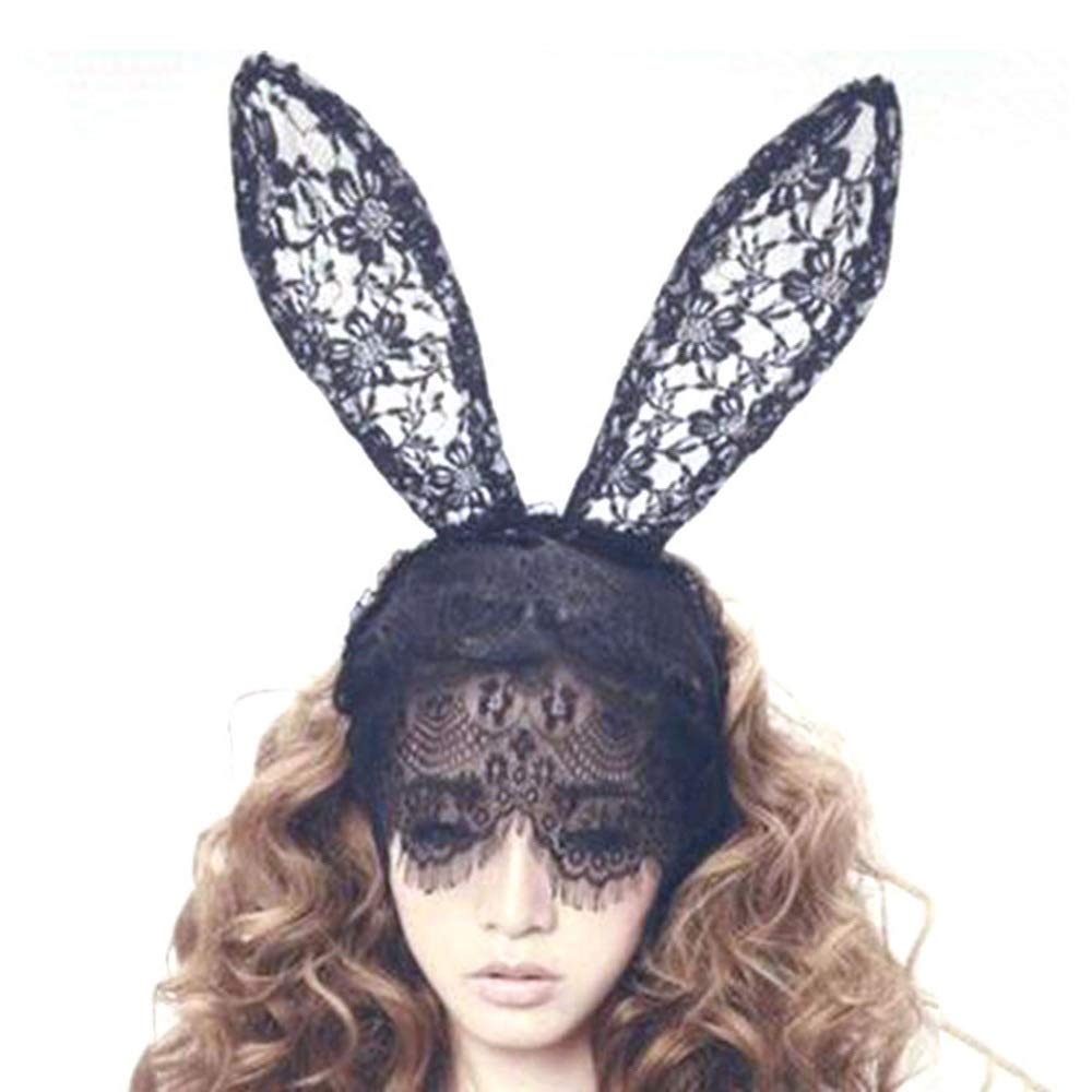 PONNYC Halloween Cat Ears Headband - Cute Lace Cat Ear Hair Accessories for Women, Wild Party Hair Hoop & Hair Clip (Black) | Perfect for Halloween Costumes, Cosplay, Themed Parties & Festive Events