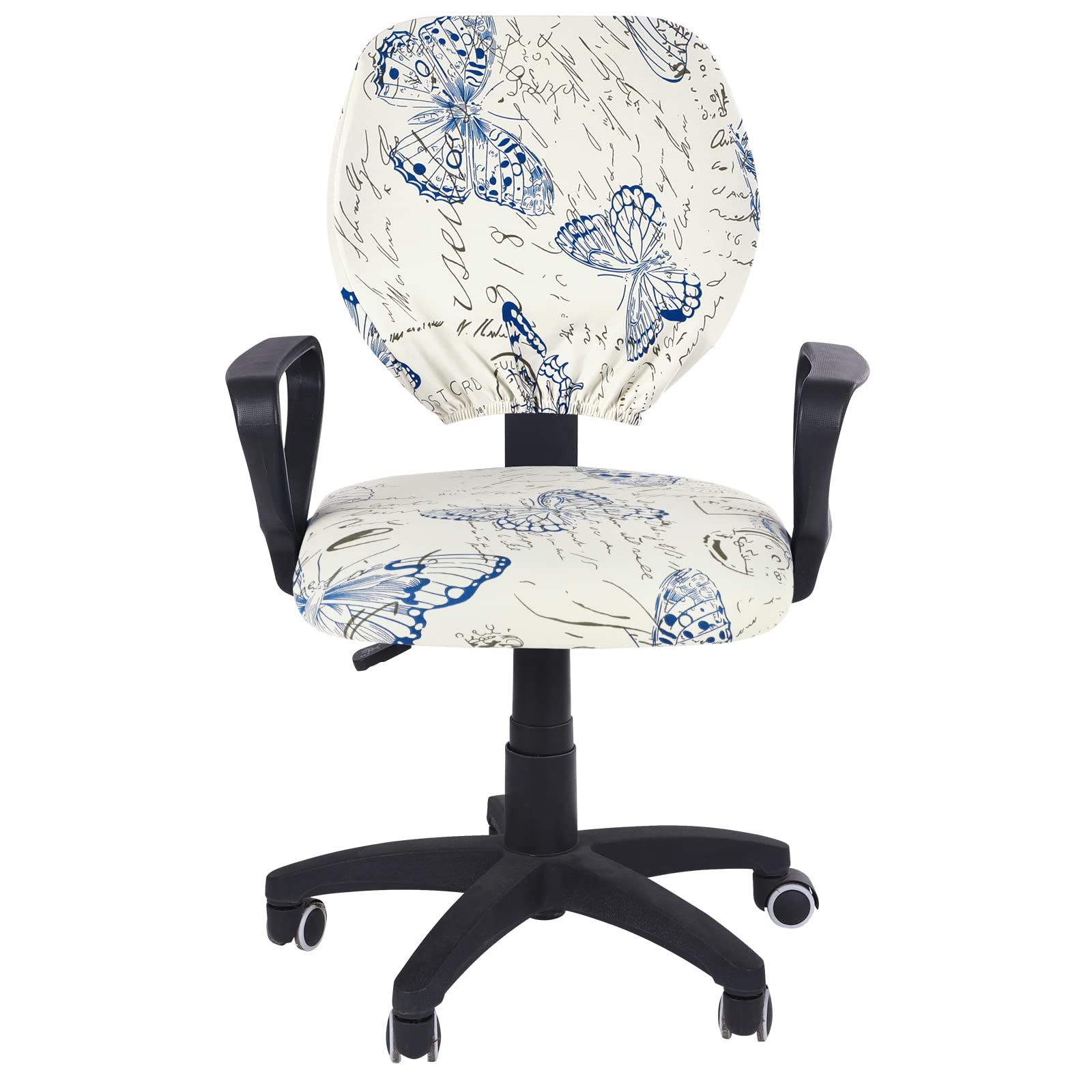 SearchI Office Chair Cover 2-Piece Set - Printed, Washable & Stretchable Desk Chair Slipcover - Computer Chair Seat Protector (Butterfly Design) - Perfect for Home Office, Gaming & Workspace Decor