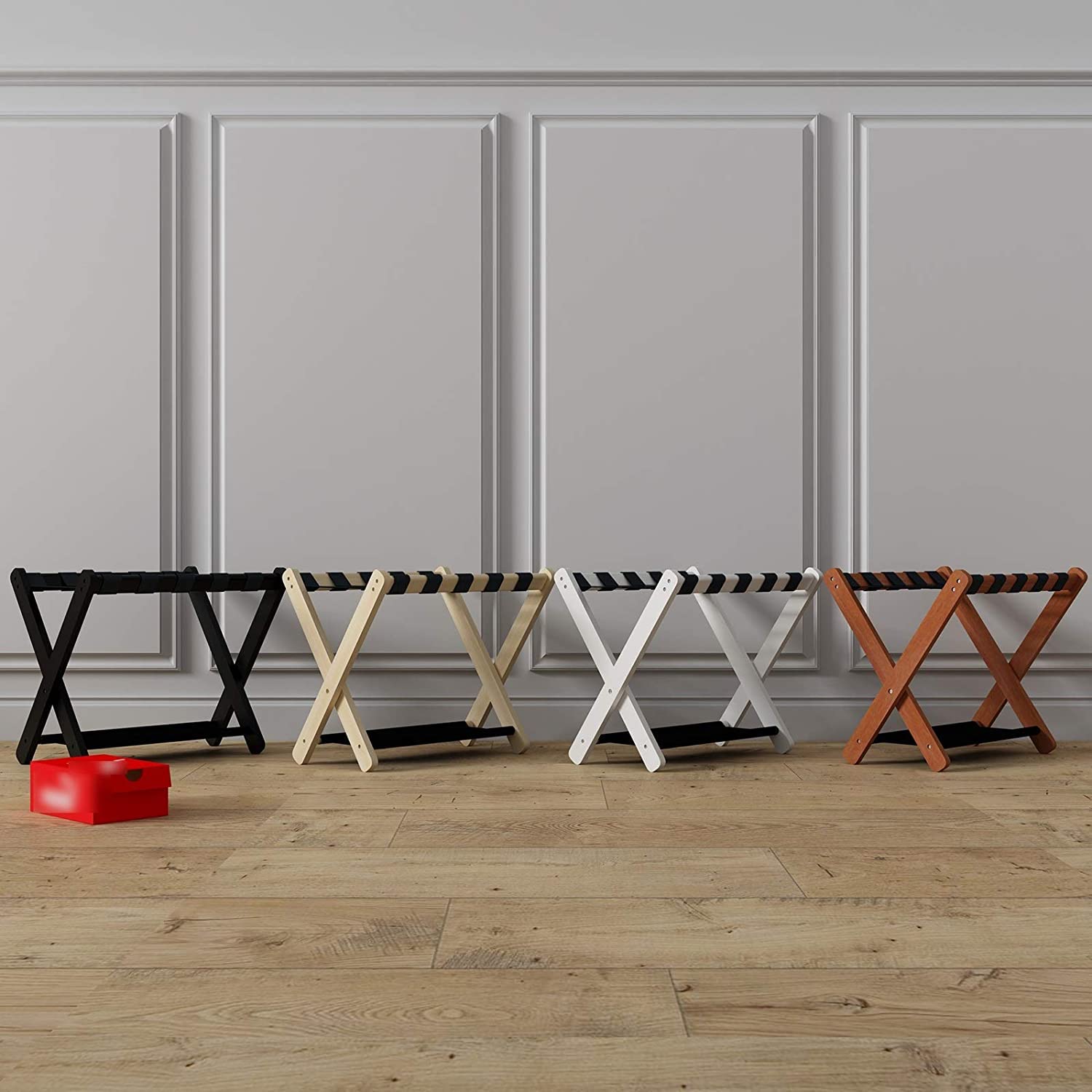 Solid Wood Folding Luggage Rack for Hotel Guest Rooms - Portable Beige Storage Rack (70x43x50cm) - Perfect for Hotels, Bedrooms & Travel Storage Solutions