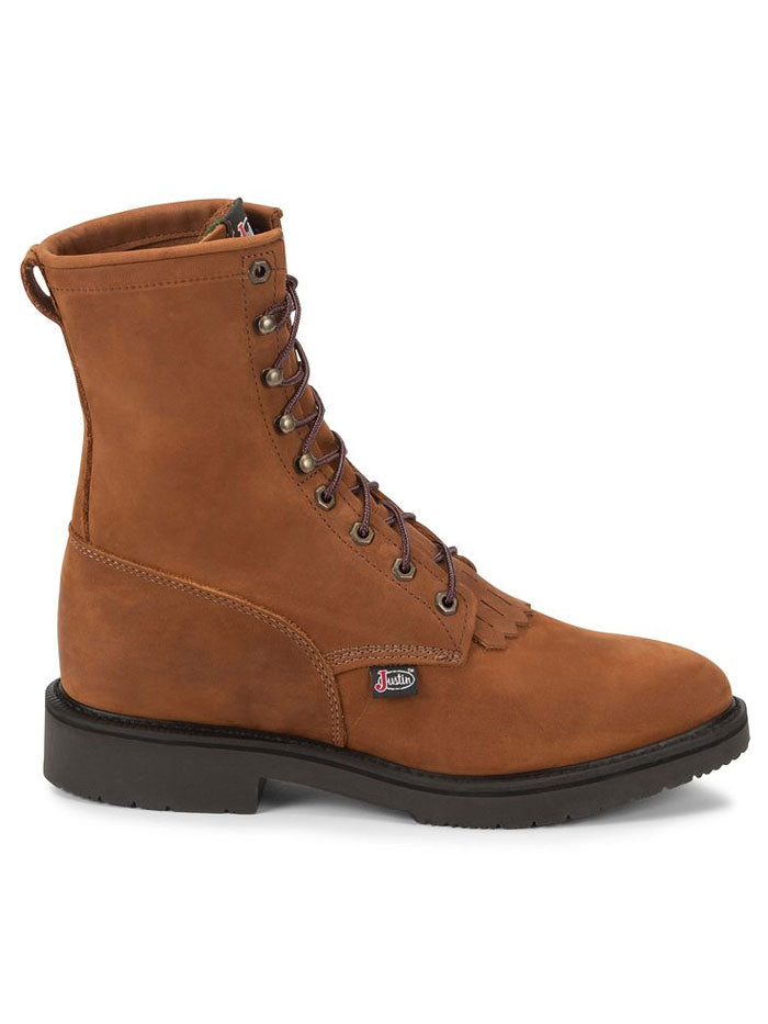 Justin 760 Men's CONDUCTOR Lace Up Work Boot - Hazel Brown - Durable Safety Shoes for Construction, Outdoor Work & Heavy Duty Jobs