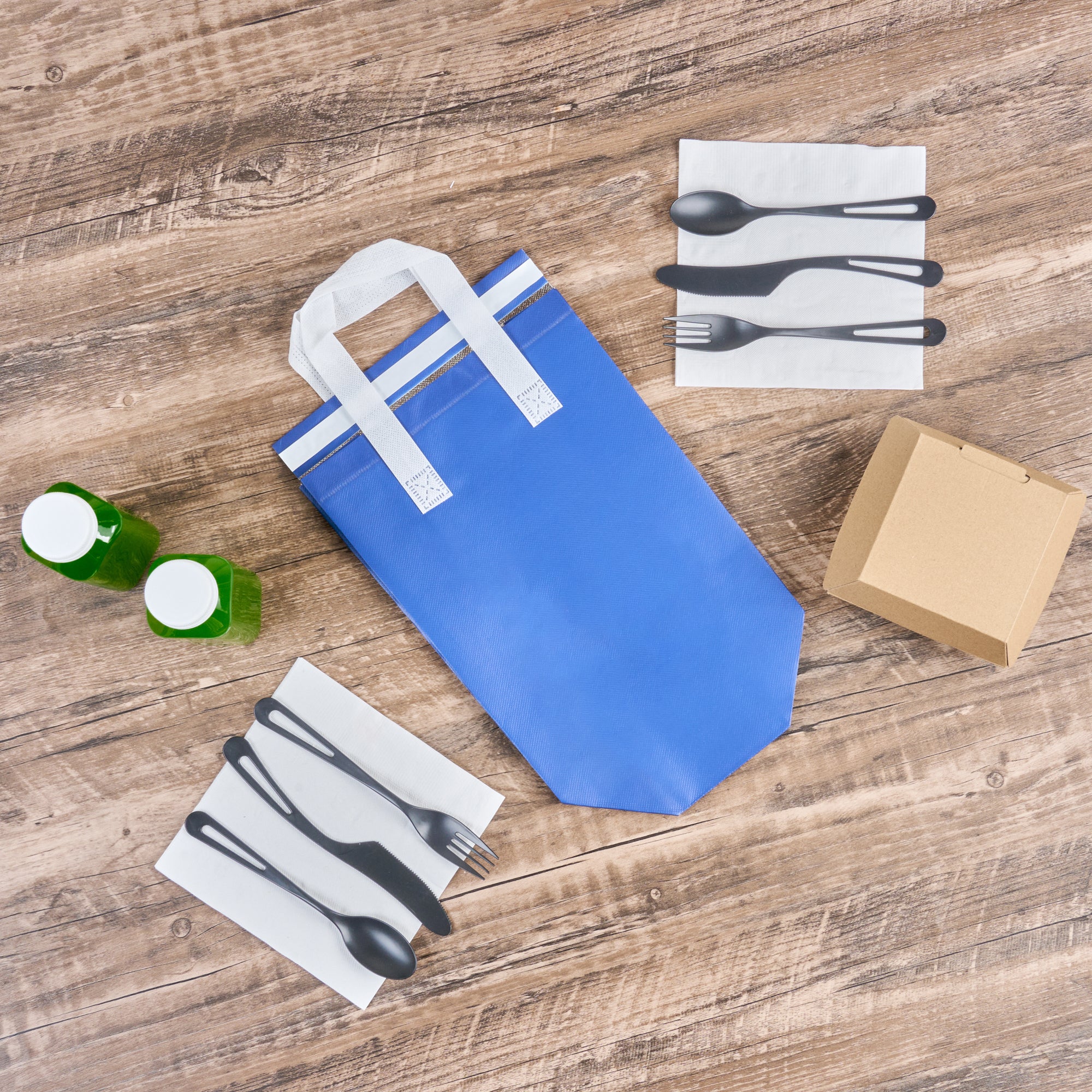 Blue Insulated Tamper-Evident Takeout Bags 8.25