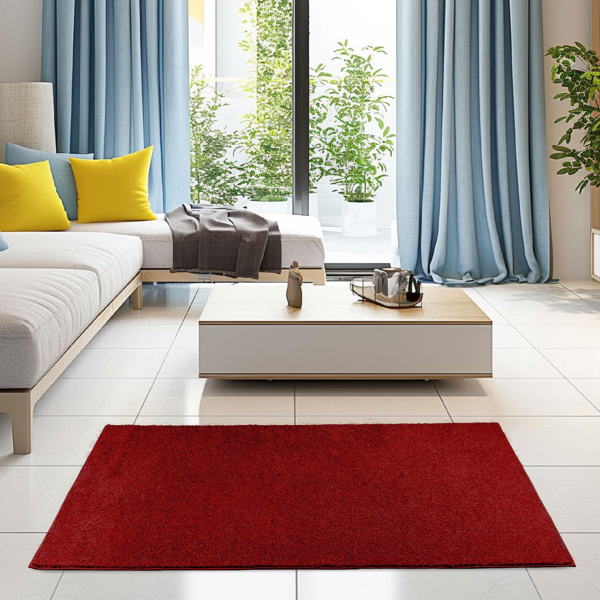 Kids Galaxy Themed Hexagon Area Rug - 12' Red Indoor Carpet, Stain & Fade Resistant, Non-Slip, Pet & Child Safe - Perfect for Living Room, Bedroom, Nursery, Playroom & Wedding Decor - Made in USA