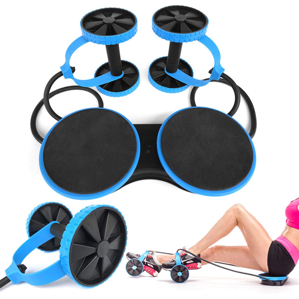 ASCENDTING Ab Roller Wheel - Double Wheel Abdominal Trainer with Resistance Bands for Core Workout | Waist Slimming Exercise Equipment for Men & Women | Perfect for Home Gym, Office Workout and Fitness Training