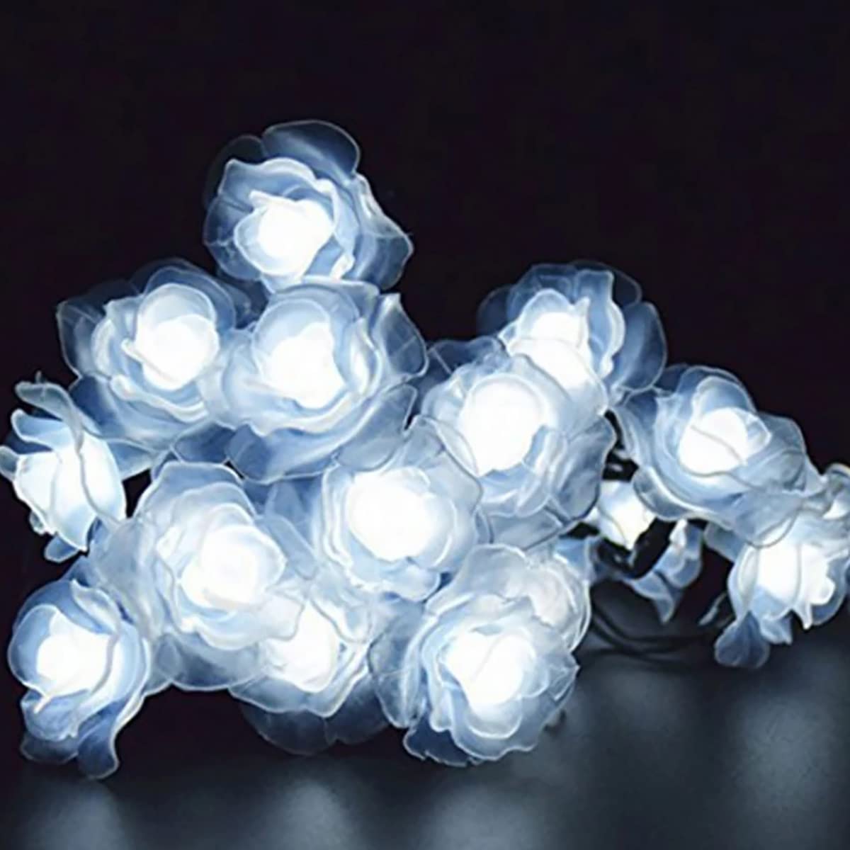 20LED Solar Flower String Lights - Waterproof Rose Fairy Lights with 2 Modes for Garden, Path, Home, Wedding & Party Decor (Rose-White) | Perfect for Outdoor Christmas, Patio, Backyard & Landscape Lighting
