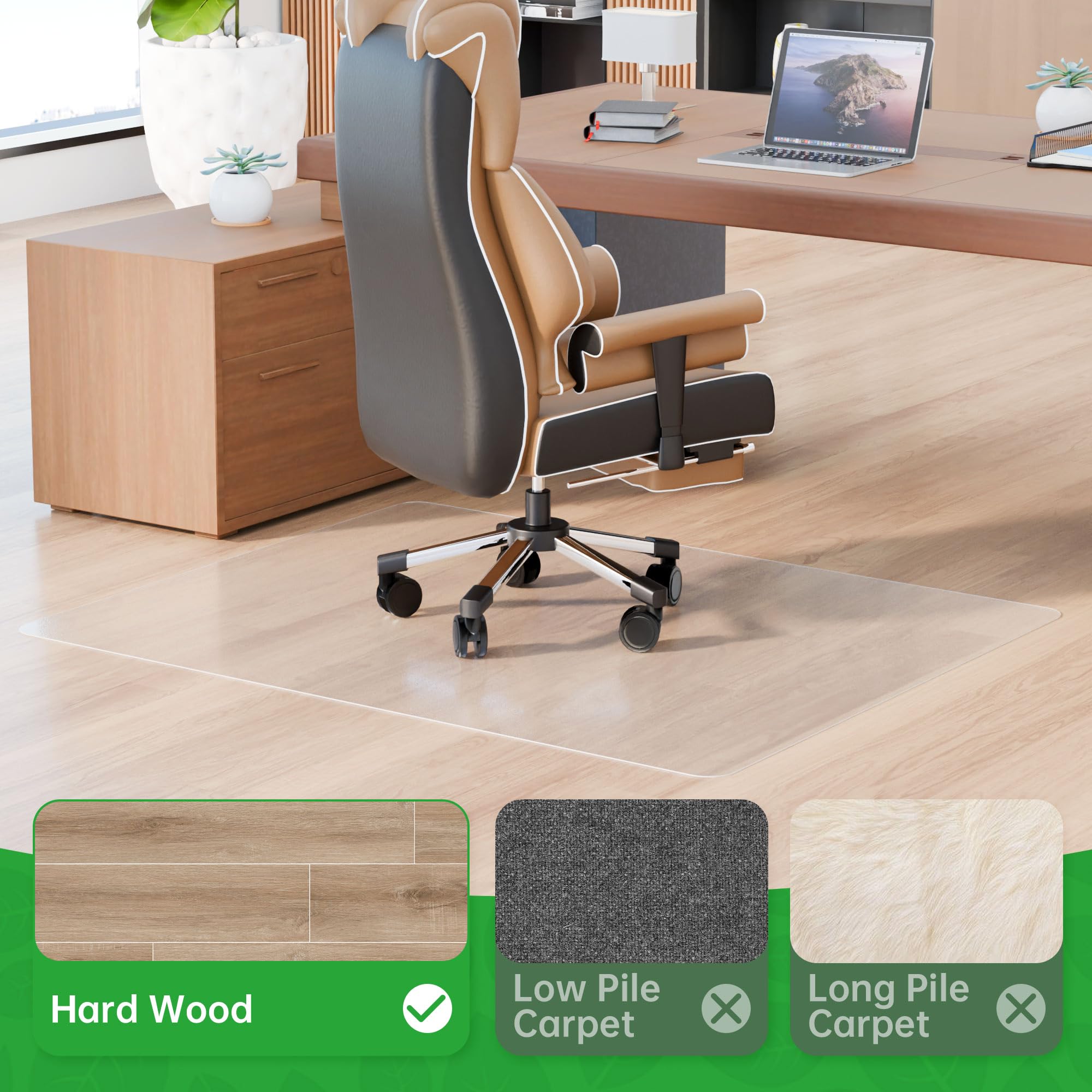 Premium Clear Office Chair Mat for Hardwood Floors - 46