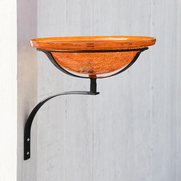 Handmade Mandarin Crackle Glass Birdbath Bowl - Outdoor Garden Decoration for Birds & Wildlife - Perfect for Patio, Yard & Backyard Bird Watching
