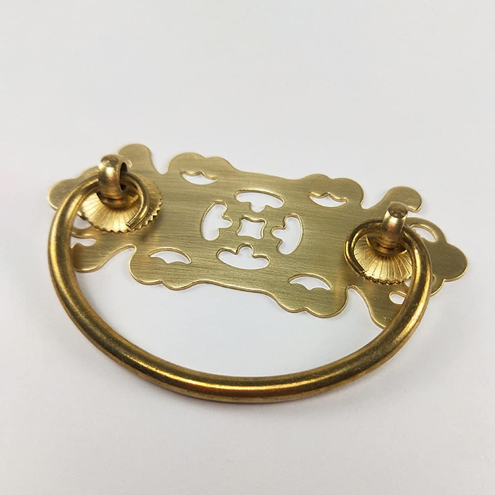 Vintage Style Cabinet Handles - 2Pcs Pure Brass Drawer Pulls for Kitchen, Bookcase & Furniture (Gold Tone) - Perfect for Home Renovation & DIY Projects