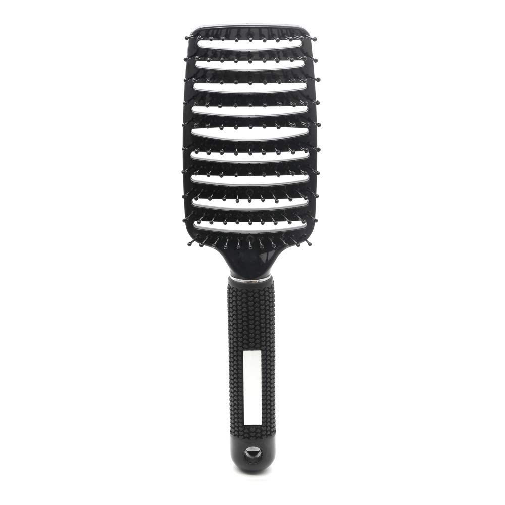 Frackson Scalp Massage Hair Brush - Nylon Bristles Detangling Comb for Women, Wet & Curly Hair - Professional Salon Styling Tool (Black) | Perfect for Daily Hair Care, Detangling, Scalp Stimulation & Styling at Home or Salon