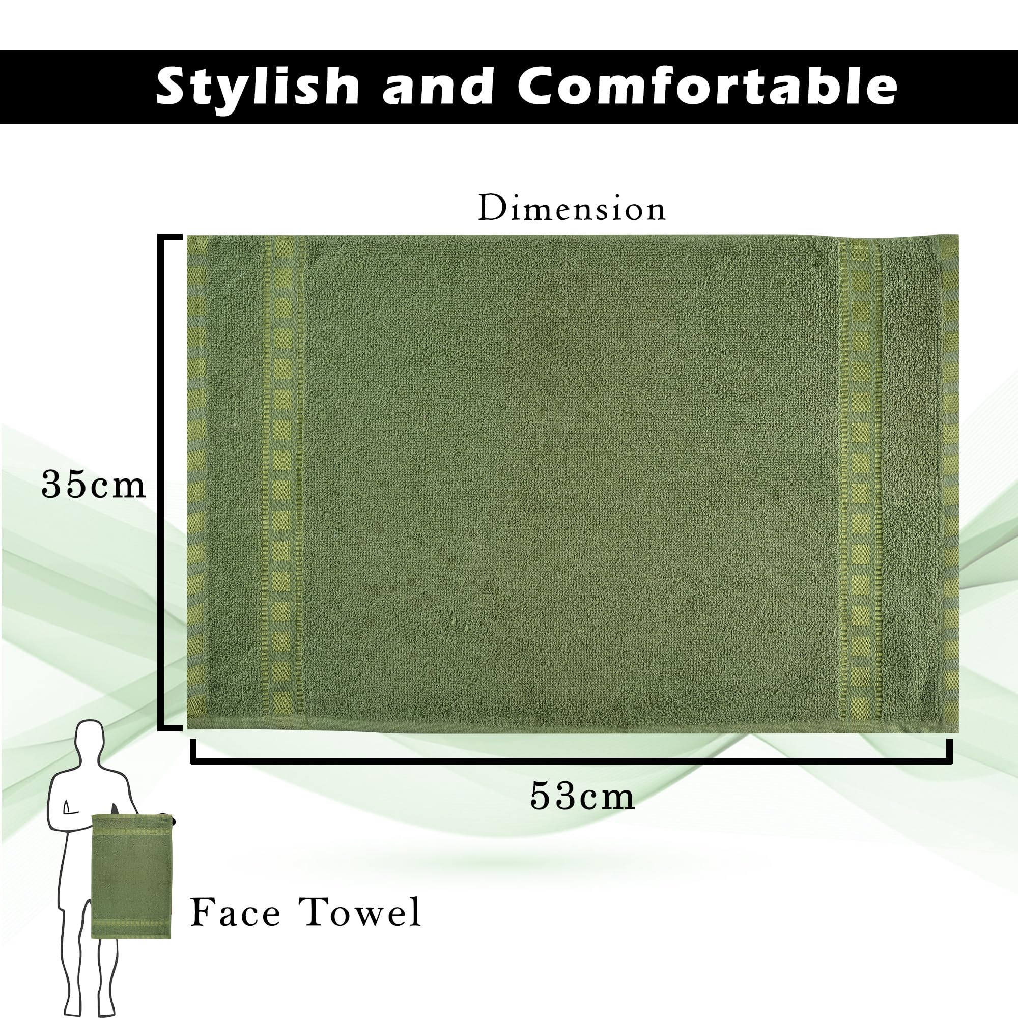 Kuber Industries 2-Pack Cotton Hand & Face Towels for Men & Women - Soft, Absorbent & Quick-Drying Gym Towels - Perfect for Workout, Travel & Outdoor Activities - Dark Blue & Green