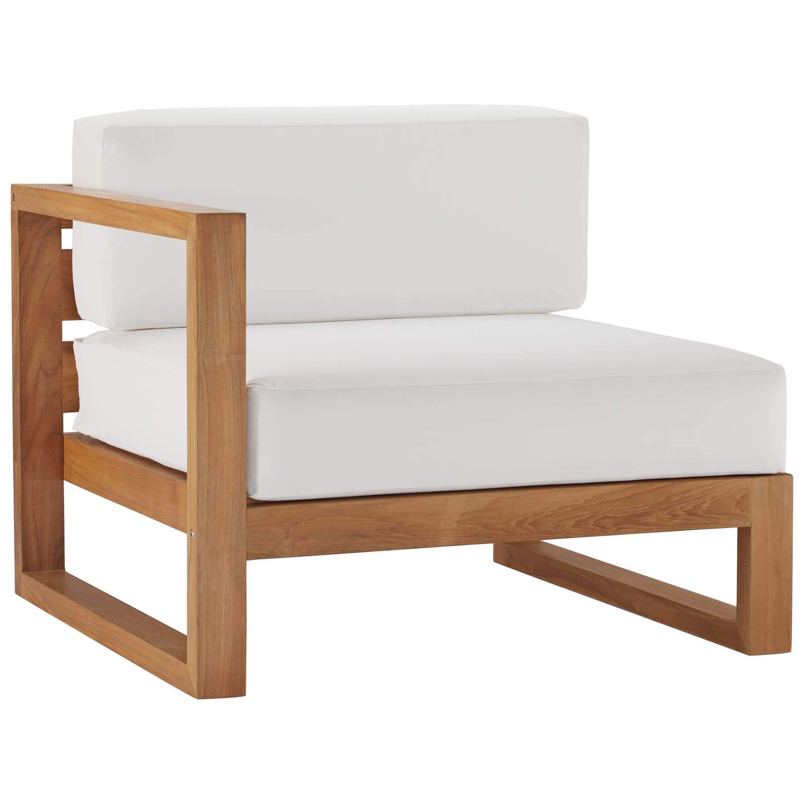 Modway EEI-4257-NAT-WHI-SET 4-Piece Teak Wood Patio Furniture Set with Sofa & Coffee Table in Natural White - Perfect for Outdoor Living, Garden, Poolside & Backyard Relaxation