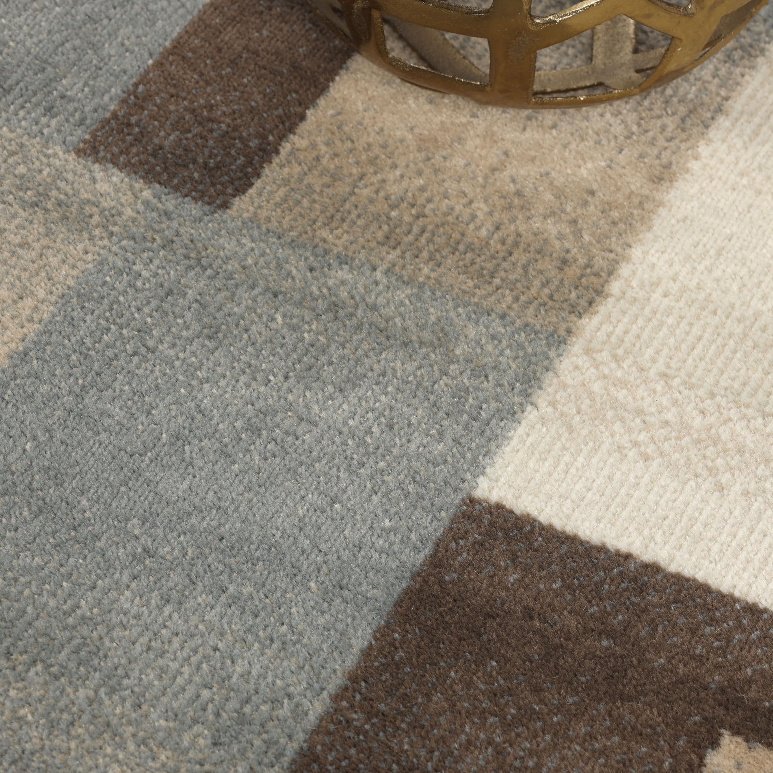 Premium Modern Geometric Tile Indoor Area Rug - Washable Jute Backing, Clifton Multi Collection (Grey, 4' x 6') - Perfect for Living Room, Bedroom, Office, Kitchen & Dining Room Decor