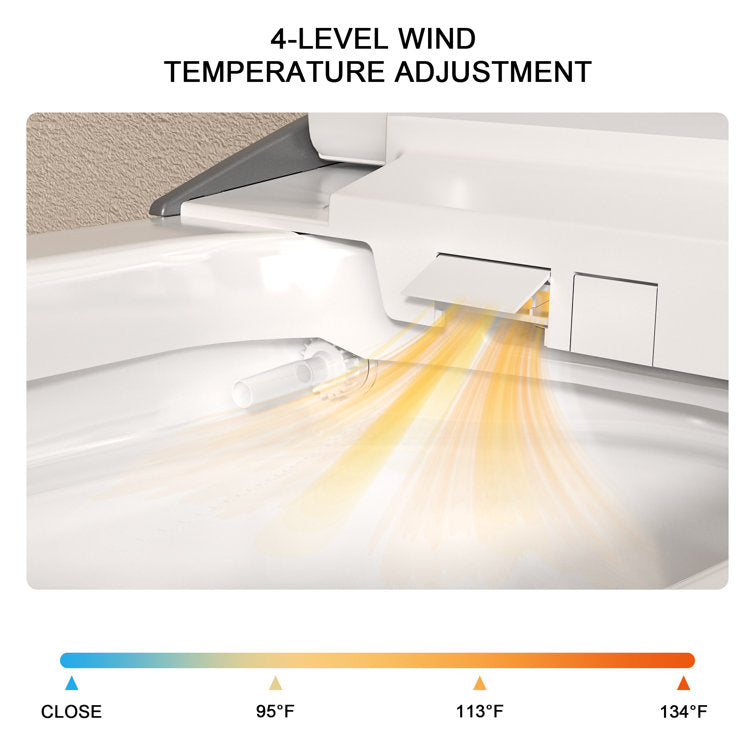 Lordear Smart Toilet with Bidet Wash, Auto Sensor Flush, Kick Flush & Heated Seat - Warm Water Cleaning for Modern Bathrooms, Luxury Home Upgrade & ADA Compliant Bathroom Solution