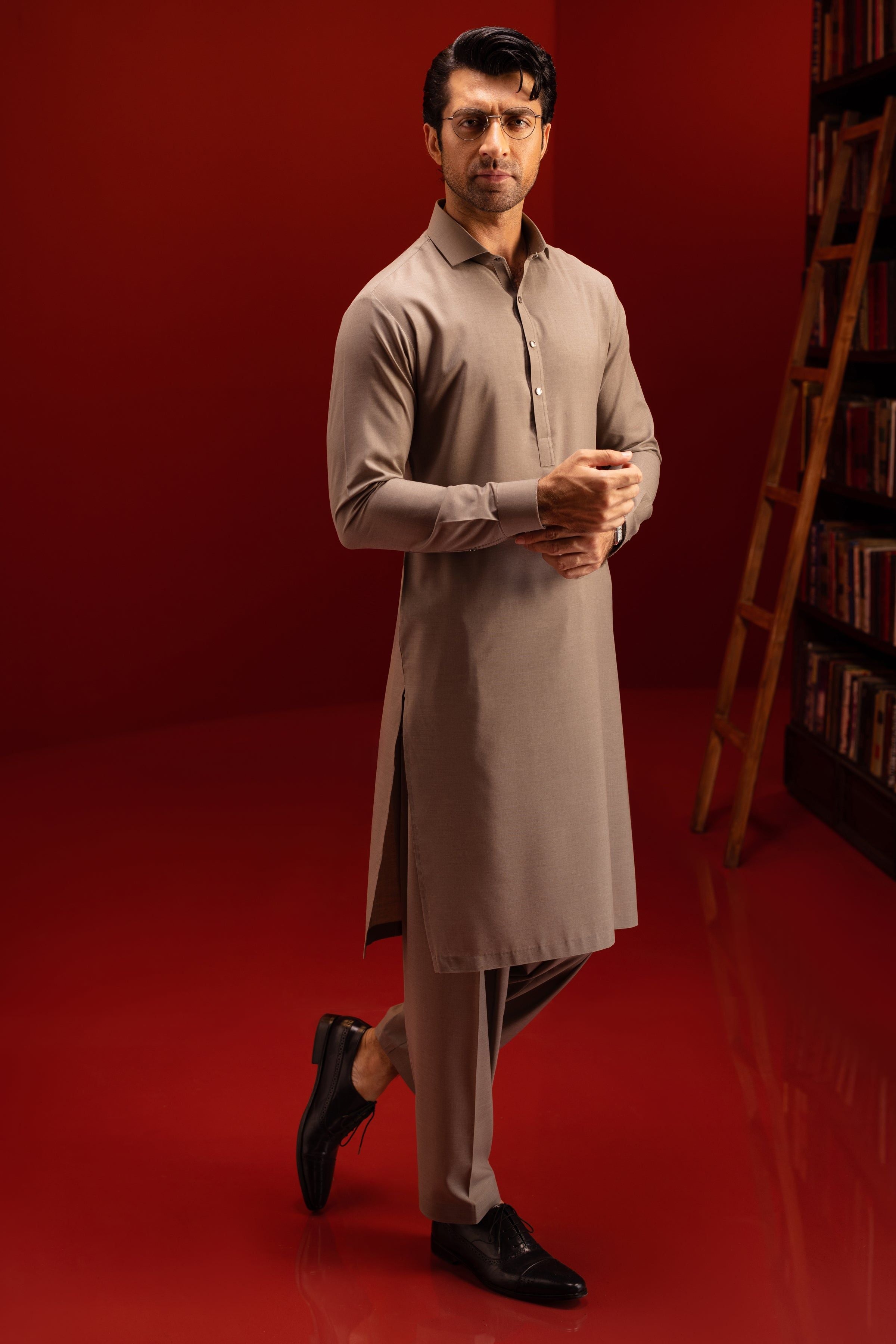 Stylish Blended Brown Shalwar Kameez for Men & Women - Premium Cotton Mix Ethnic Outfit - Perfect for Cast & Crew, Weddings & Cultural Events