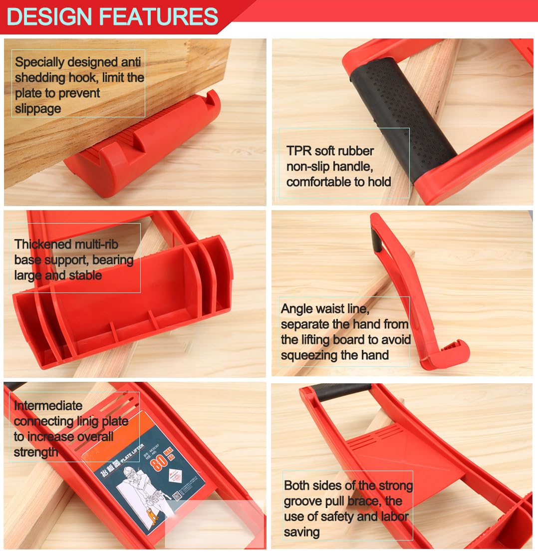 2 Pack ABS Plastic Drywall Carrier Handle - Heavy Duty Plywood Lifting Tool for Drywall, Glass Board & Plasterboard - Easy Panel Mover for Construction, Home Renovation & DIY Projects