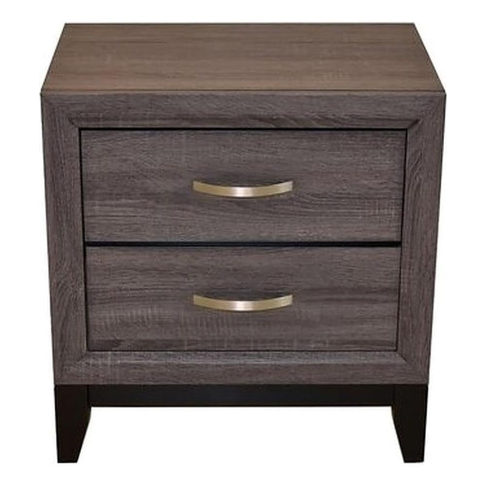 Modern Gray Wooden Nightstand - Sierra Contemporary Bedside Table for Bedroom, Living Room & Guest Room