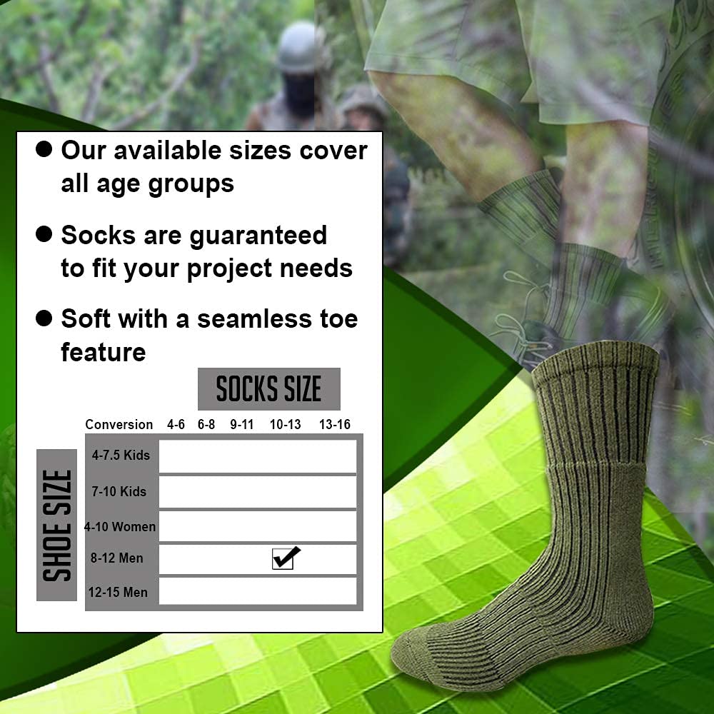Yacht & Smith Military Grade Men's Army Socks - Size 10-13 for Hiking, Hunting & Outdoor Activities