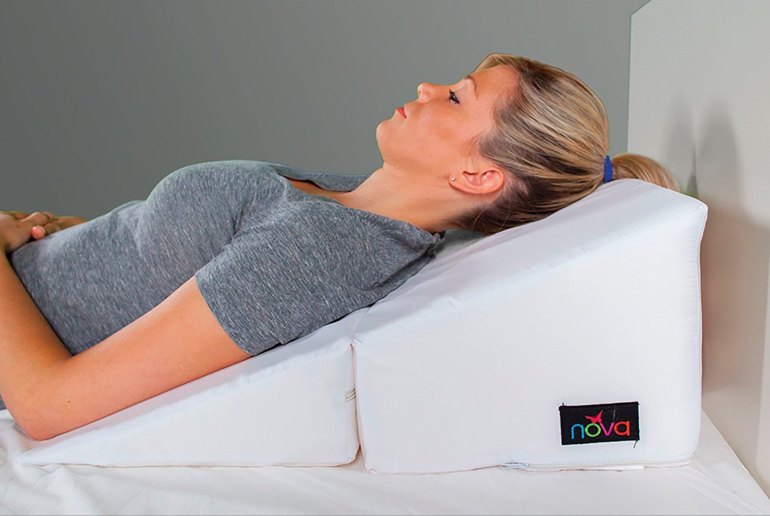 NOVA Medical Folding Bed Wedge Pillow - Adjustable Support for Sleeping, Reading & Laptop Use - Blue Orthopedic Cushion for Back Pain Relief & Comfort