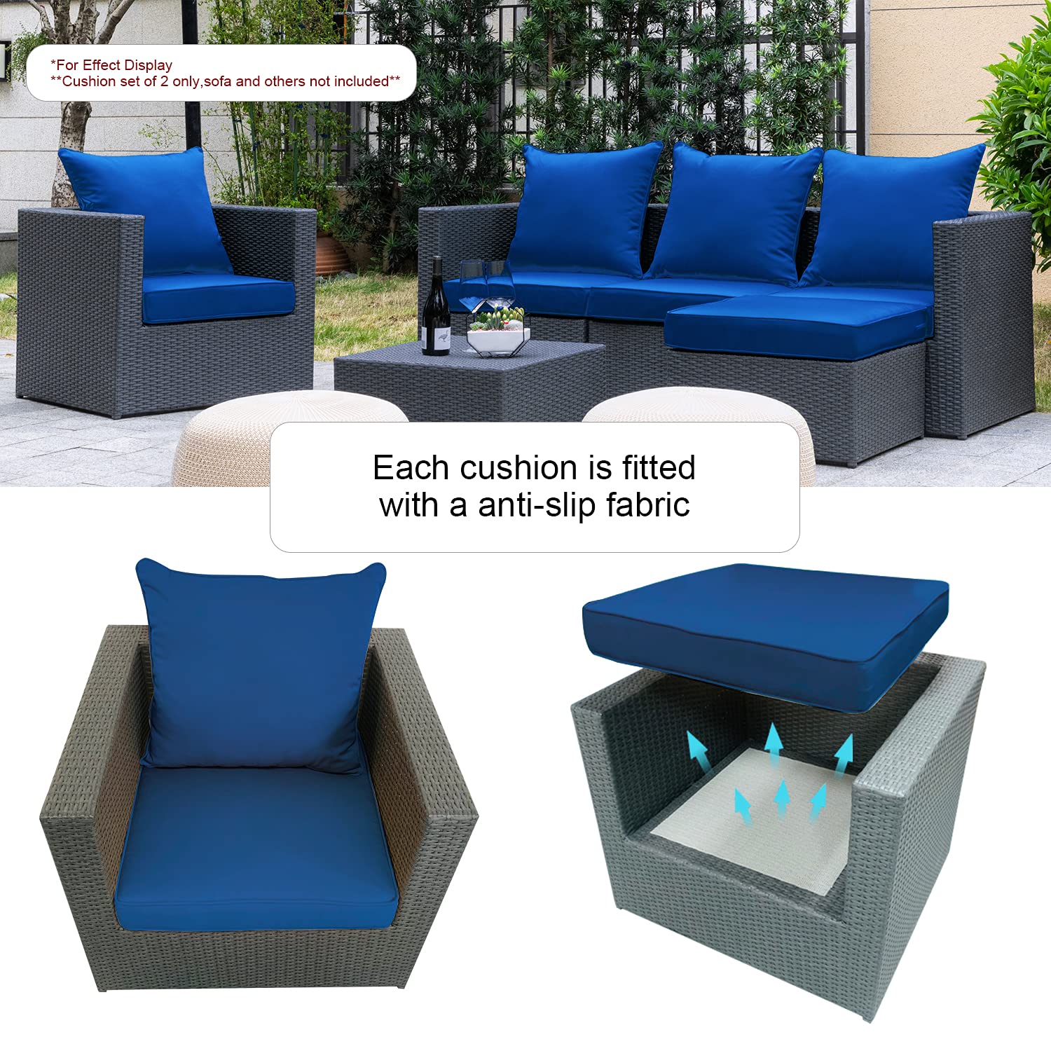 **ARTPLAN All-Weather Indoor/Outdoor Chair Cushions Set – Deep Seat & Back Pillows for Patio Furniture – Waterproof & UV Resistant – Perfect for Garden, Deck, Poolside & Outdoor Lounging**