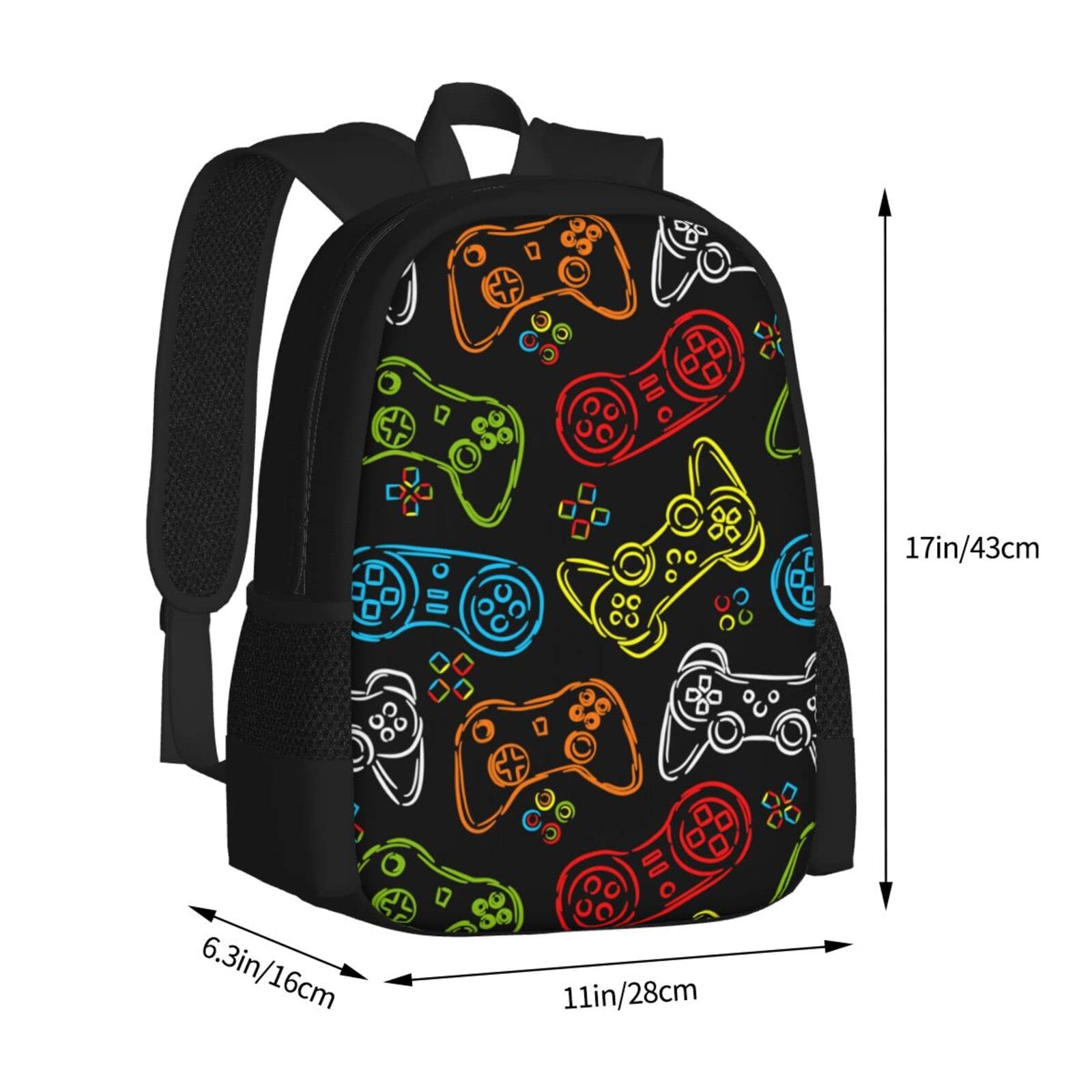 17 Inch Water Resistant Kids Video Game Backpack - Joystick Design School Bookbag for Elementary & Junior High Students | Perfect for Gaming, School & Travel (Girls & Boys)