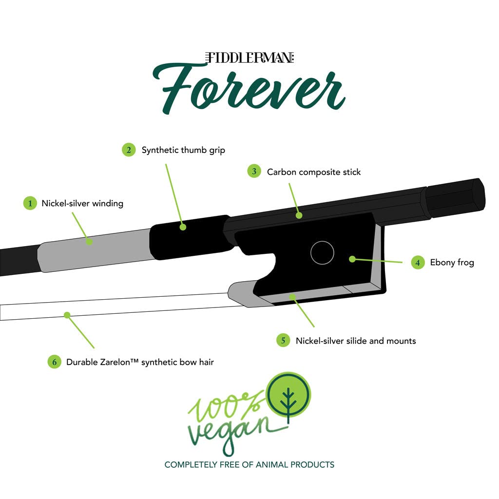 Premium Vegan Black Carbon Fiber Violin Bow with Durable Zarelon Synthetic Hair - Perfect for Professional Performances, Practice & Student Violinists